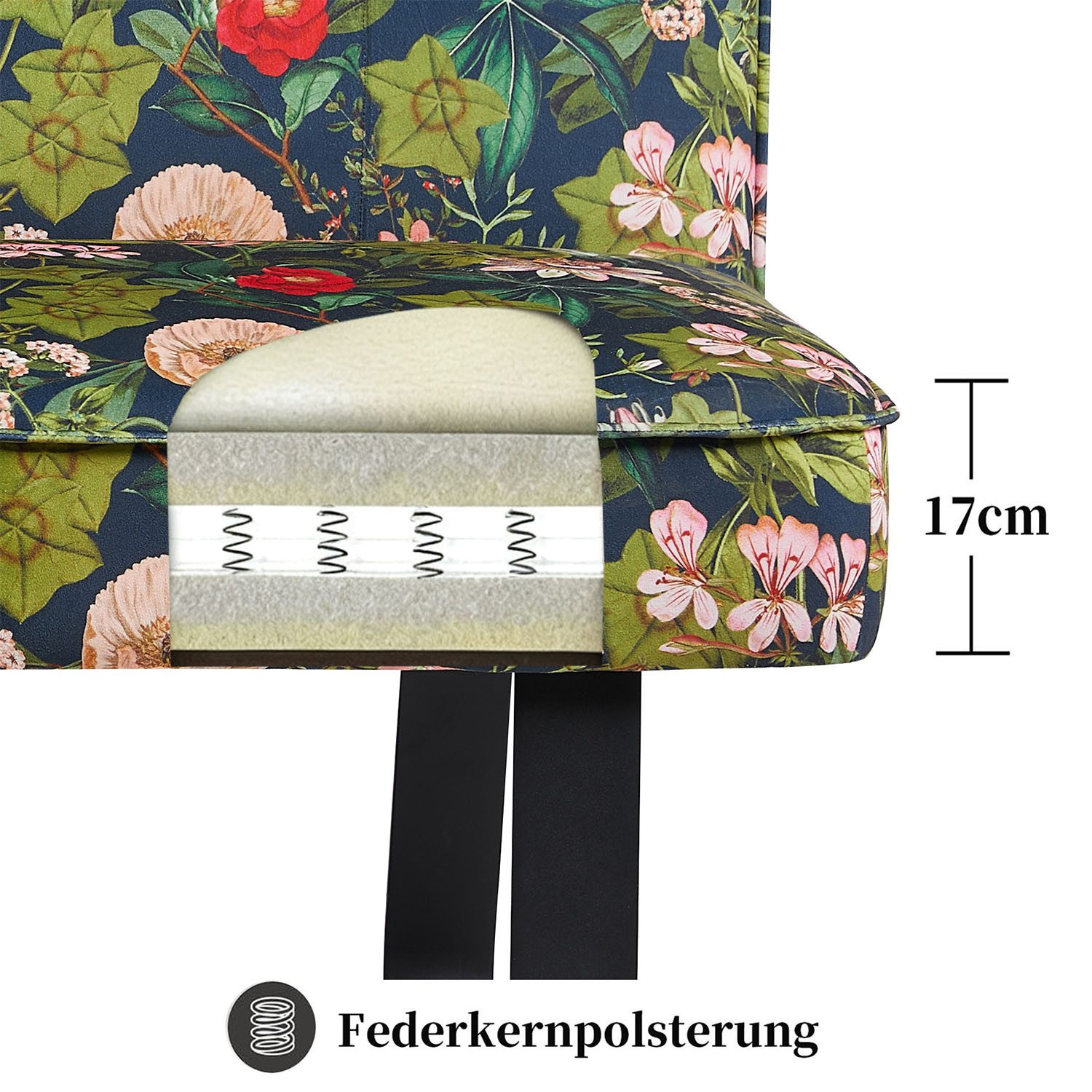 DUBI Möbel Essbank Emilia, Federkernbox gepolstert, mit Rückenlehne, 140/160cm, Metallgestell