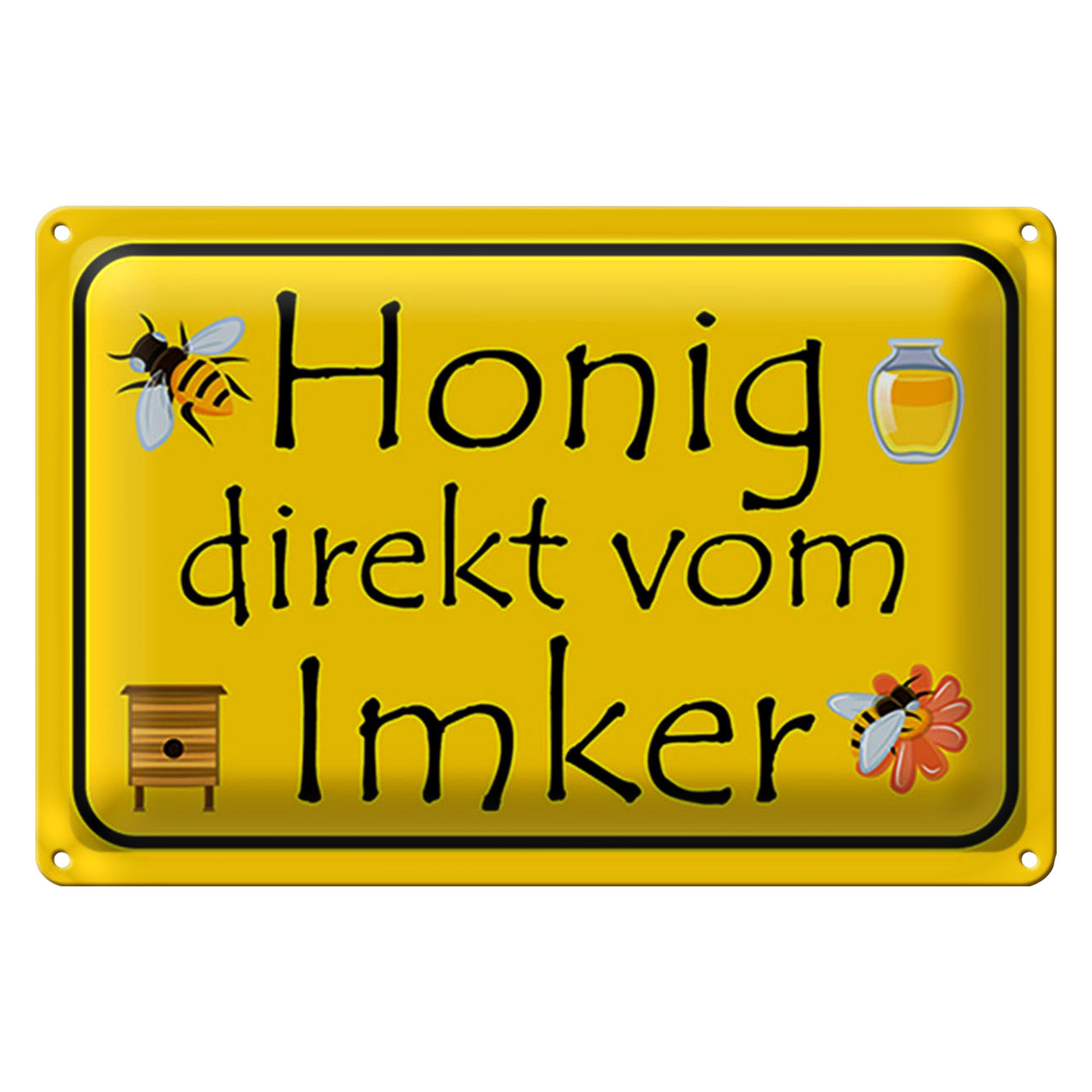 Roomando Metallschild Hinweis 18x12cm Honig direkt vom Imker