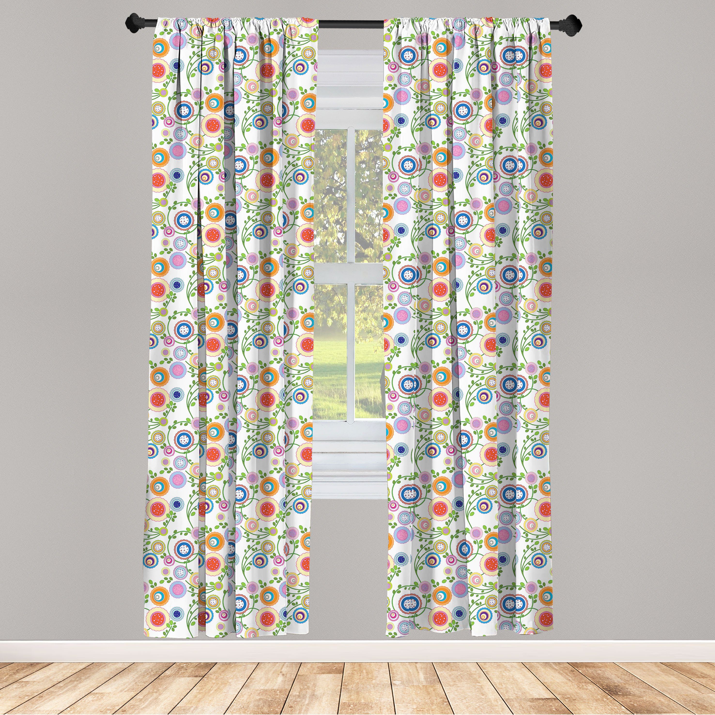 Gardine Vorhang für Wohnzimmer Schlafzimmer Dekor, Abakuhaus, Microfaser, Blumen Frühlings-Saison-Blüten
