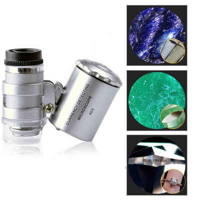 Olotos 60 Fach Lupe Mikroskop Taschenmikroskop Taschenlupe Juwelierlupe LED Taschenmikroskop