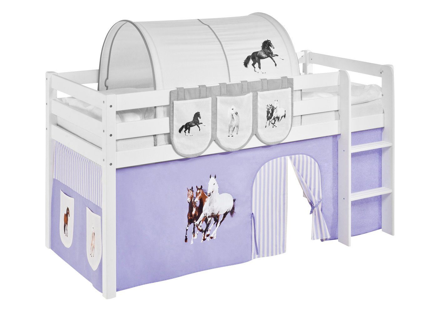 Lilokids Bettvorhang Pferde lila beige - für Hochbett und Etagenbett günstig online kaufen