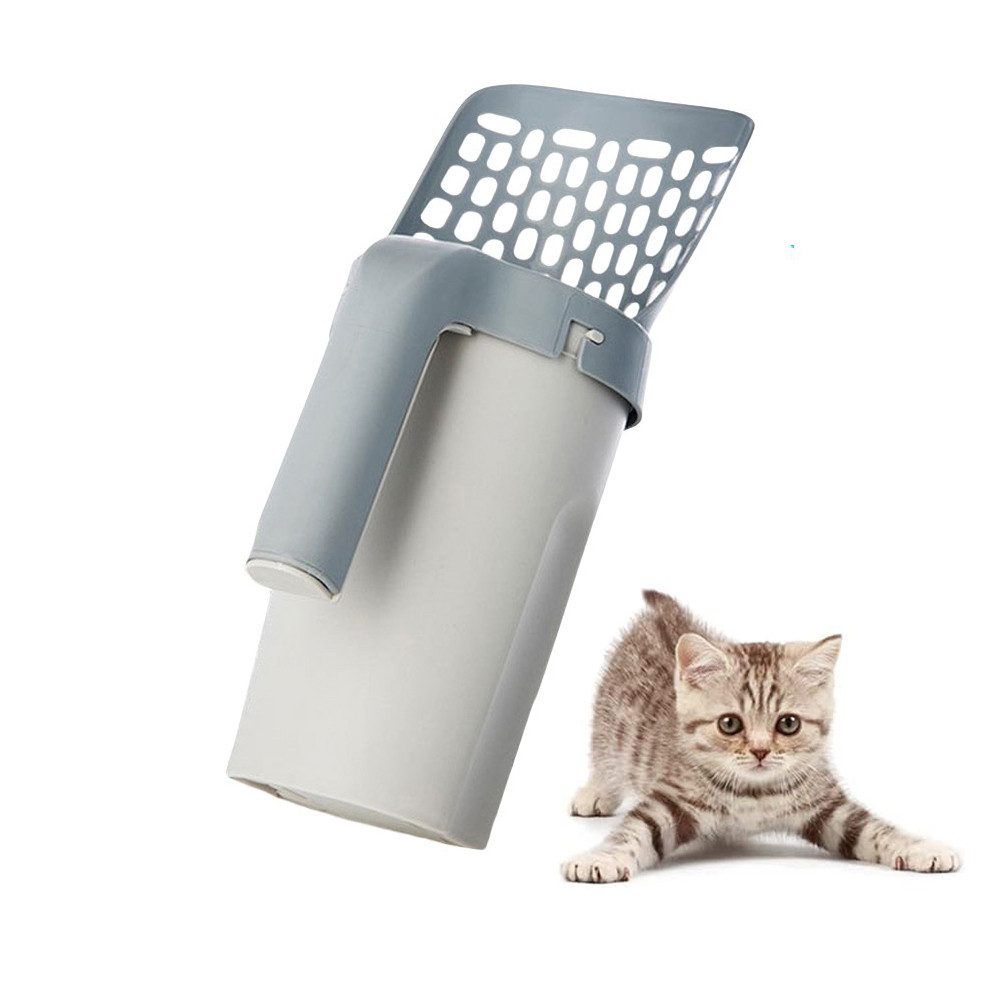 Srvillg Katzentoilette Katzenstreuschaufel mit Halterung, mit Abfallbehälter,Nachfüllbeutel