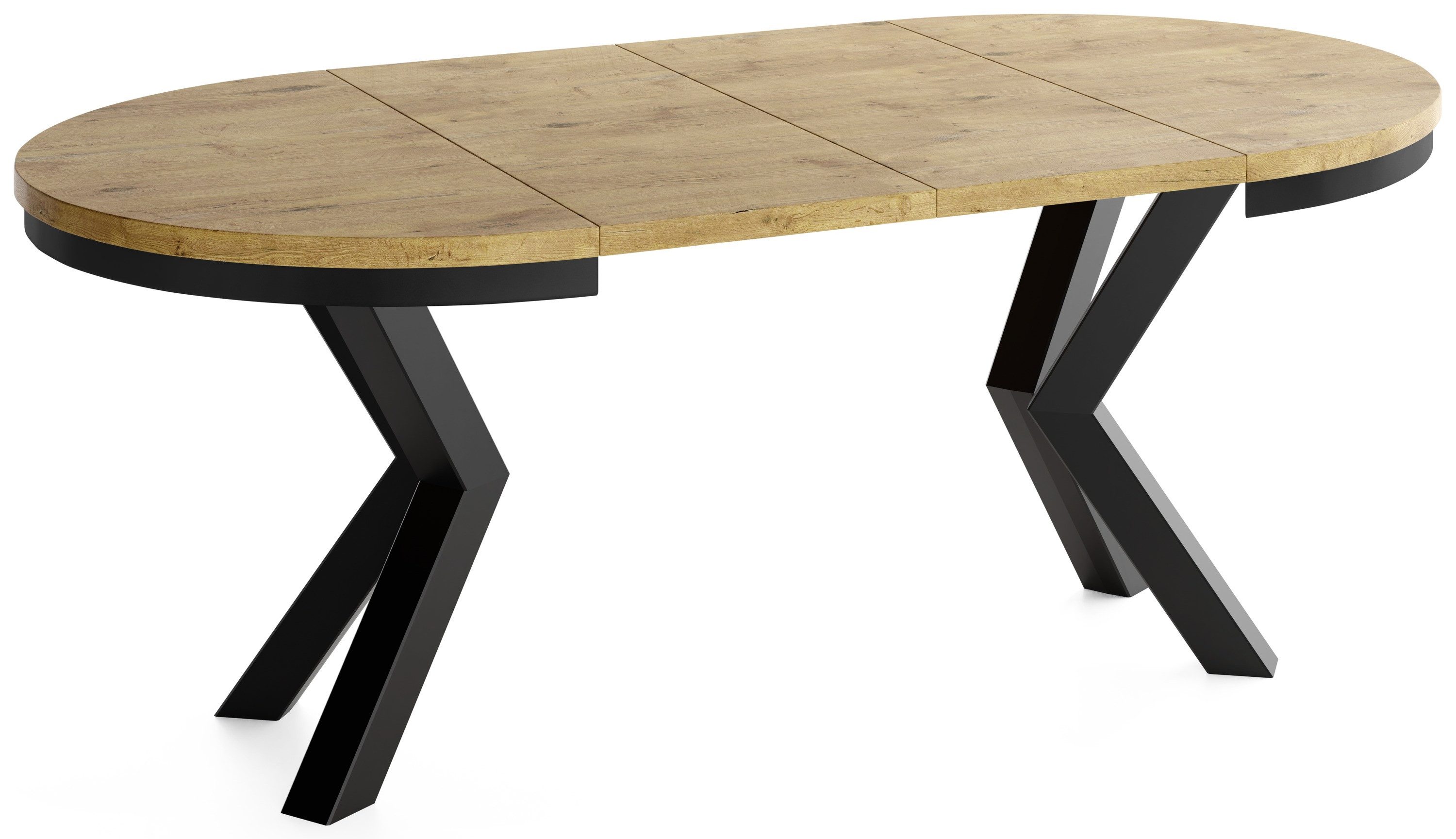 WFL GROUP Esstisch Clara im Loft-Stil rund ausziehbar mit schwarzen Metallbeinen (MADE IN EU, erhältlich in zwei Größen – 100/120 cm, ausziehbar auf 180/200 cm) – Bild 4 von 5