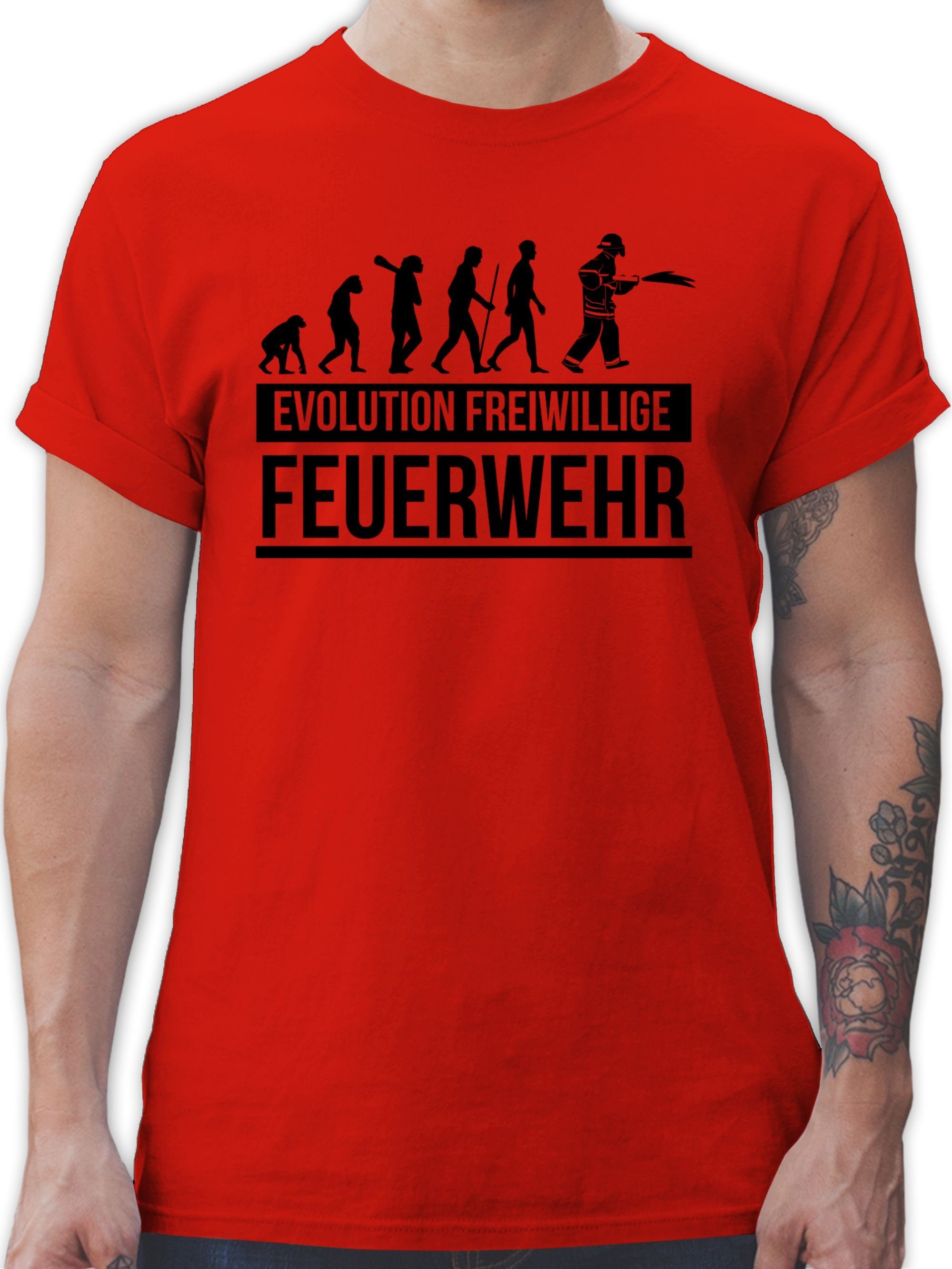 Shirtracer T-Shirt Evolution freiwillige Feuerwehr Feuerwehr 3 Rot
