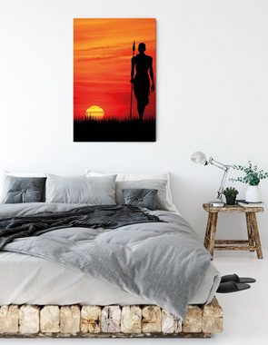 Pixxprint Leinwandbild Roter Sonnenuntergang in Afrika, Roter Sonnenuntergang in Afrika (1 St), Leinwandbild fertig bespannt, inkl. Zackenaufhänger