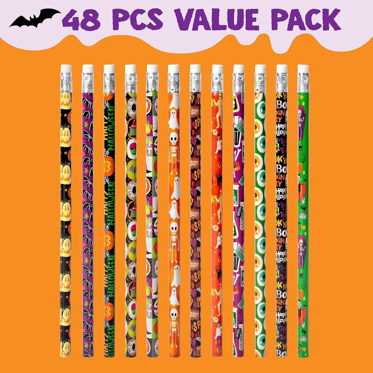 LuxusKollektion Bleistift 48-teiliges Halloween-Bleistiftset mit Radiergummi, 12 Designs