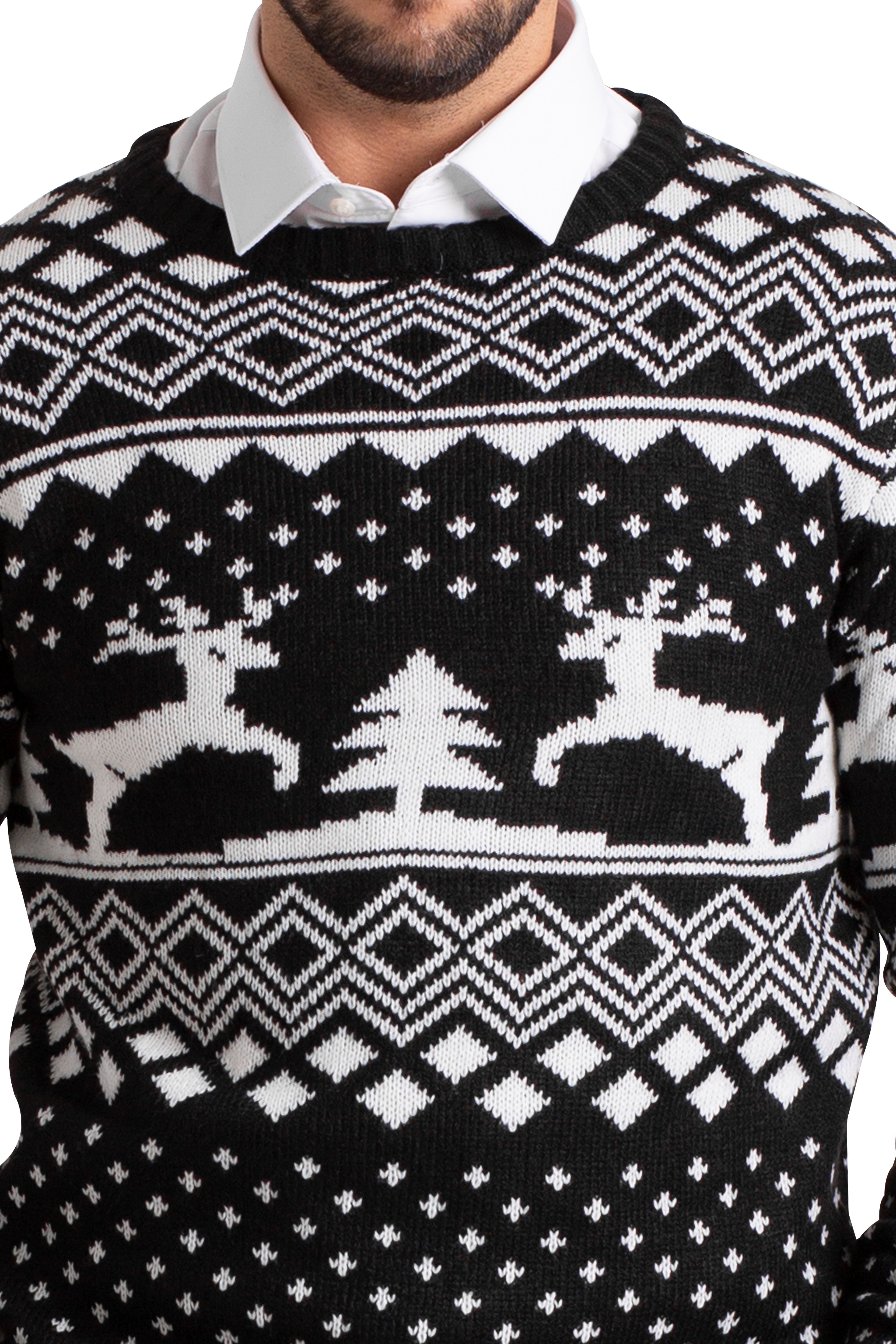 BlauerHafen Weihnachtspullover Herren Weihnachts Pullover lange Ärmel Knit Rundhals Christmas Jumper