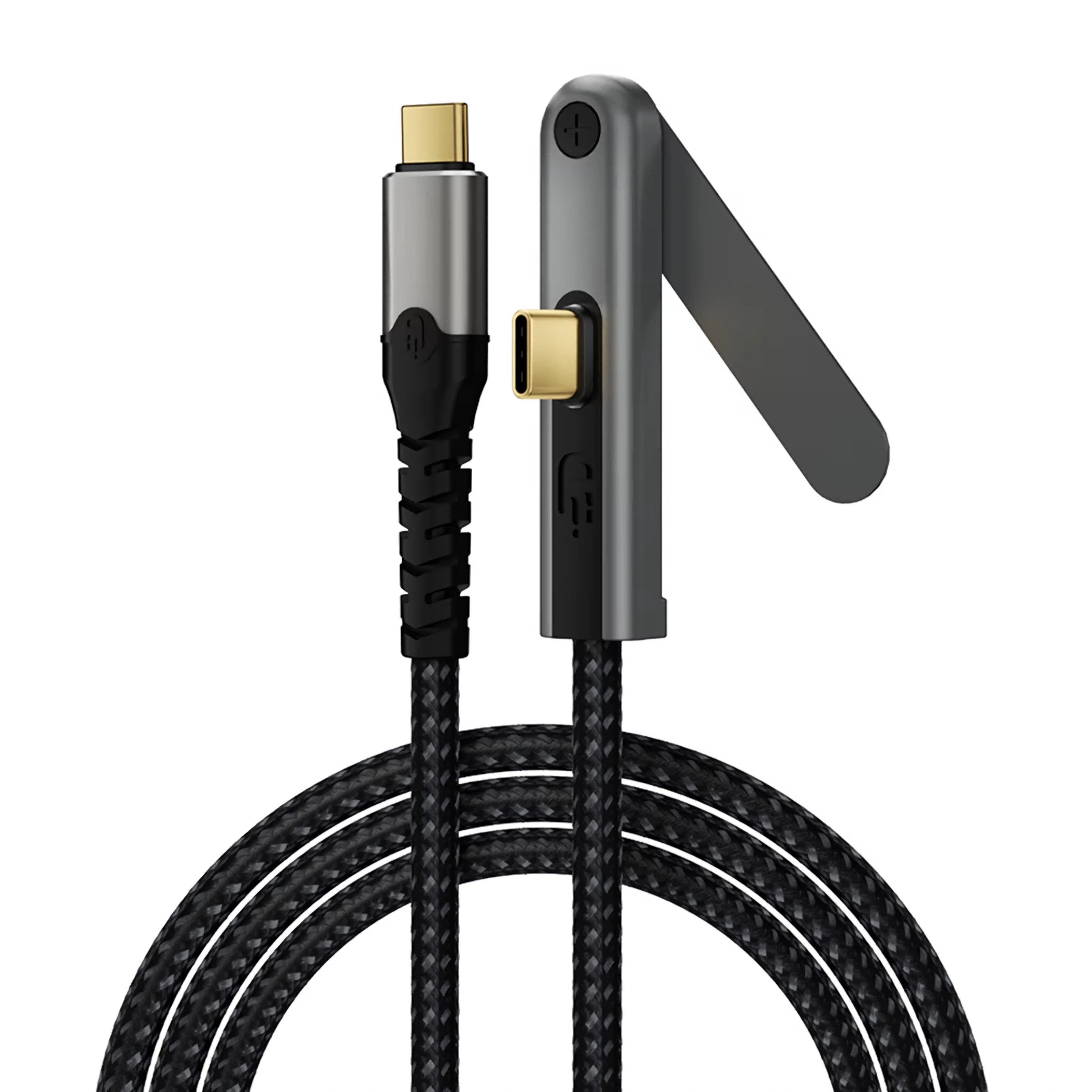 Bolwins E23 USB-C Kabel mit Ständer für Smartphone & Laptop PD 100W 4K USB USB-Kabel, USB-C-Stecker, USB-C-Stecker (200 cm), Klappbarer Standfuß, USB 3.2 20 Gbit/s, 4K 60 Hz, PD 100 W, 2 m Kabel
