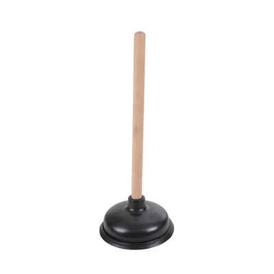 Sanixa Rohrreinigungspumpe Abflussreiniger schwarz Holzstiel 13,5 cm Pömpel Ausgussreiniger, L: 35 cm, Gummi-Saugglocke Abflussreiniger Pümpel für WC