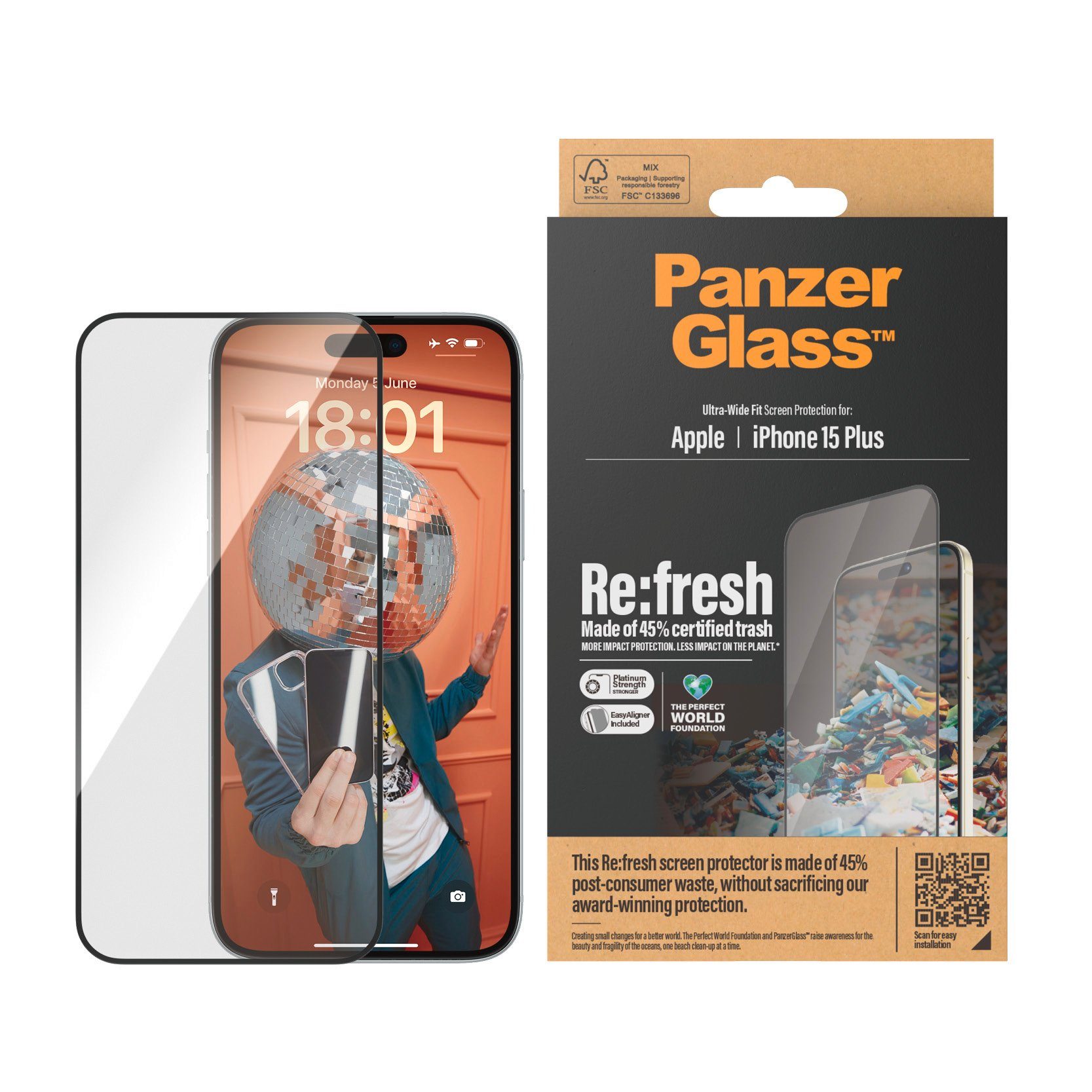 PanzerGlass Displayschutzglas Screen Protector Glass für iPhone 15 Plus, Ultra Wide Fit