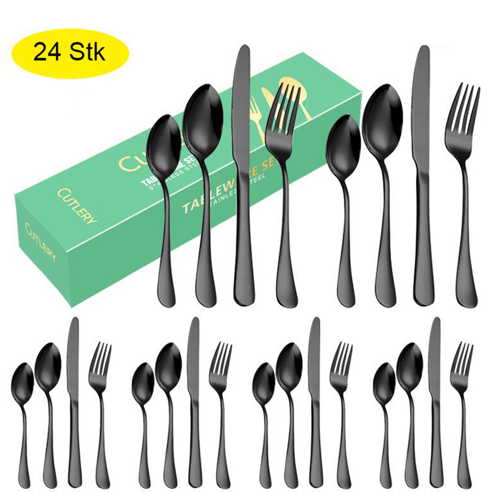 Besteck-Set Besteck Gold Spülmaschinenfest 24-Teilig, 6 Sets