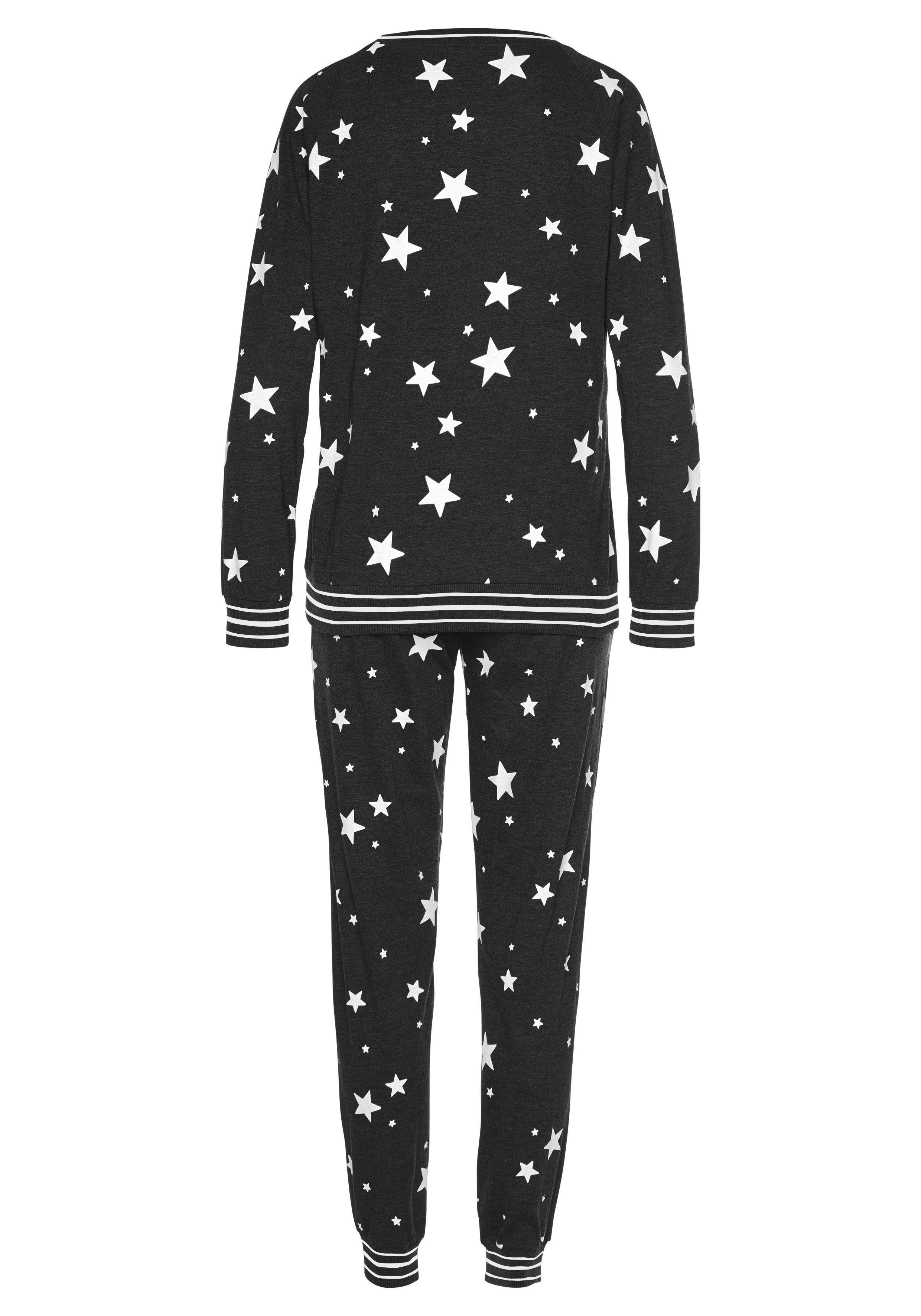 Vivance Dreams Pyjama (2 tlg., Stück) mit grau-gemustert 1 Sternedruck
