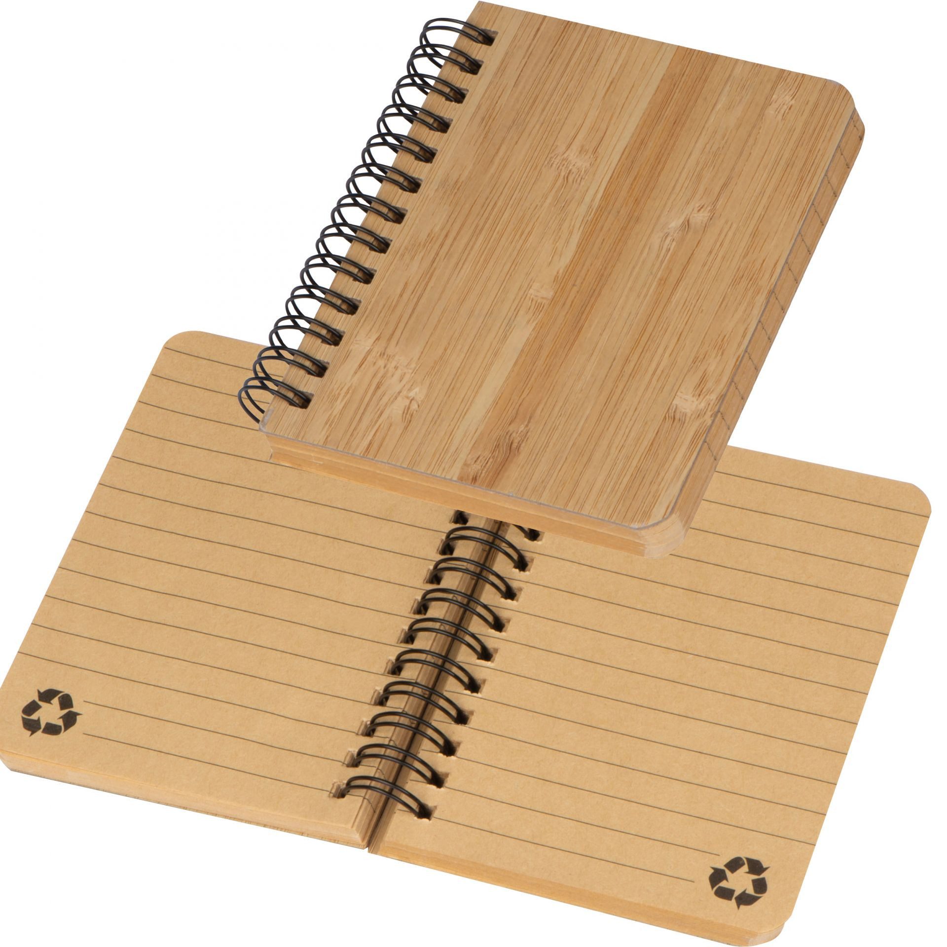 Easy Gifts Notizbuch Kleines Notizbuch / mit Spirallbindung und Bambuscover / 160 Seiten ca