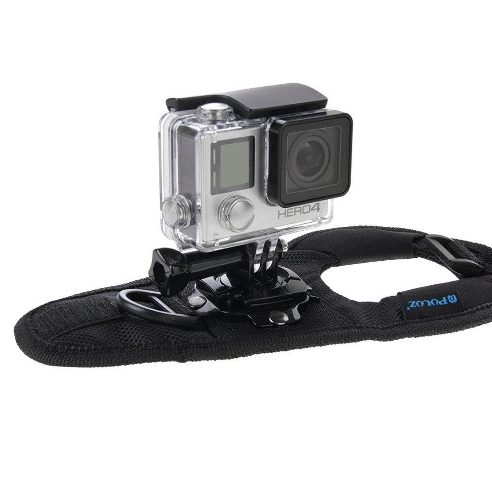 Trade-Shop Armband 360° einstellbare Handschlaufe für GoPro Hero 7, 6, 5, 4, 3, 2, 1, verstellbares Klettverschluss-Band / zusätzliches Objektivschutz