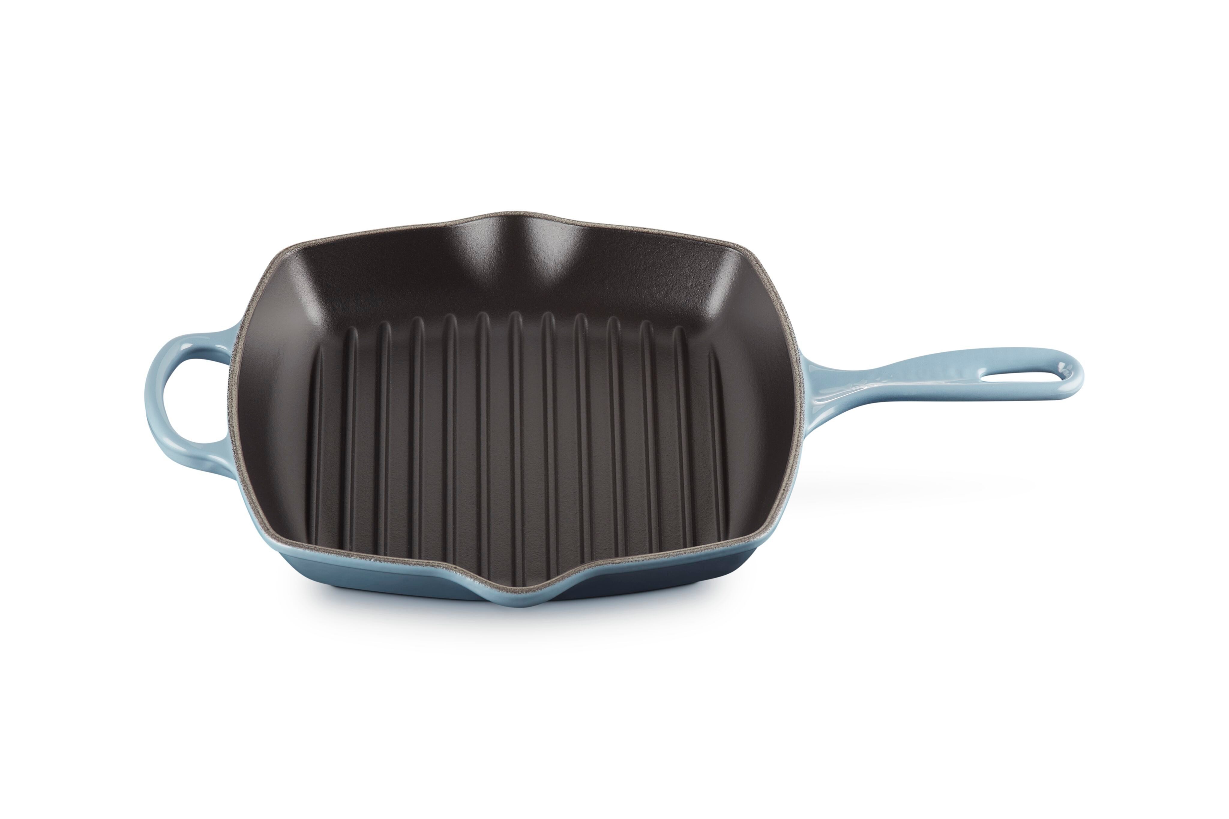 LE CREUSET Grillpfanne Signature, Quadratisch, Gusseisen, 26 cm, Für alle Herdarten geeignet, 2,86 kg, Chambray, 20183264340422