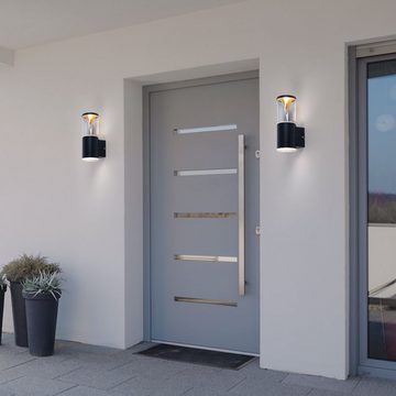 EGLO Außen-Wandleuchte, Leuchtmittel inklusive, Warmweiß, LED Außen Wand Lampe UP Down Fassaden Beleuchtung schwarz Terrassen