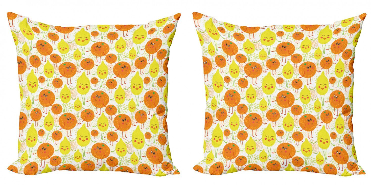 Kissenbezüge Modern Accent Doppelseitiger Digitaldruck, Abakuhaus (2 Stück), Mandarine Fröhlich Zitrone und Orange