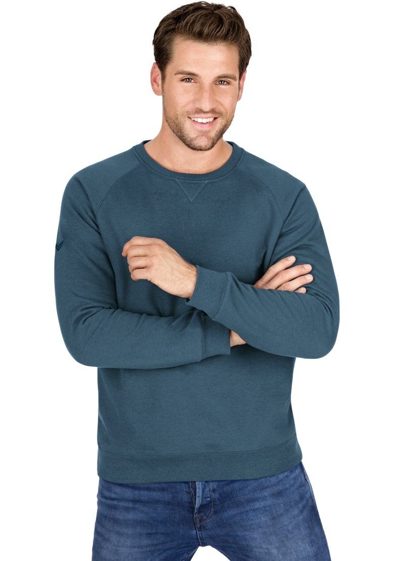 Trigema Sweatshirt mit angerauter Sweatshirt Innenseite jeans-melange TRIGEMA