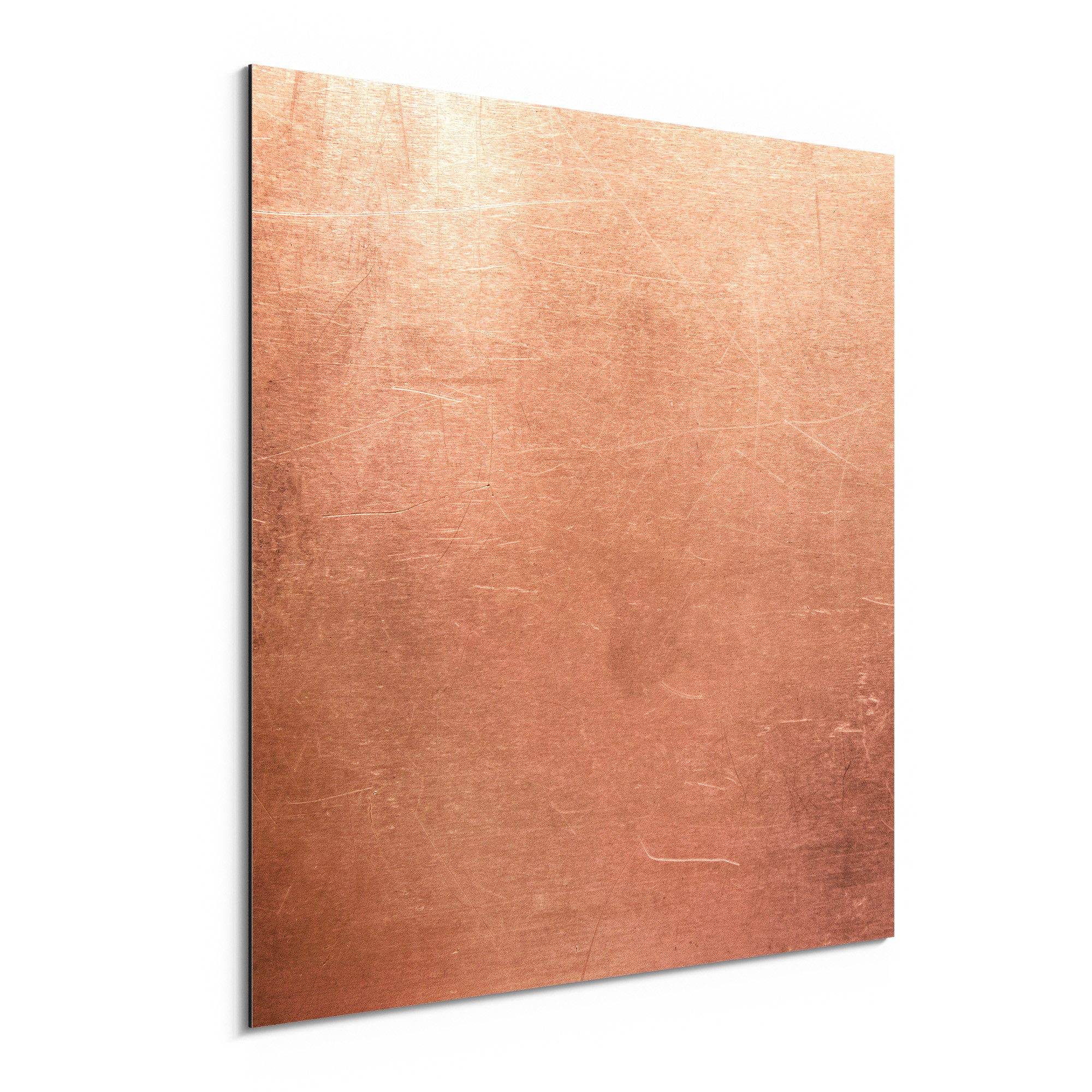 DEQORI Metallbild 'Kupferplatte mit Kratzern', Alu Dibond Bild Aluminium Aluverbundplatte Design Wandbild Aludibond