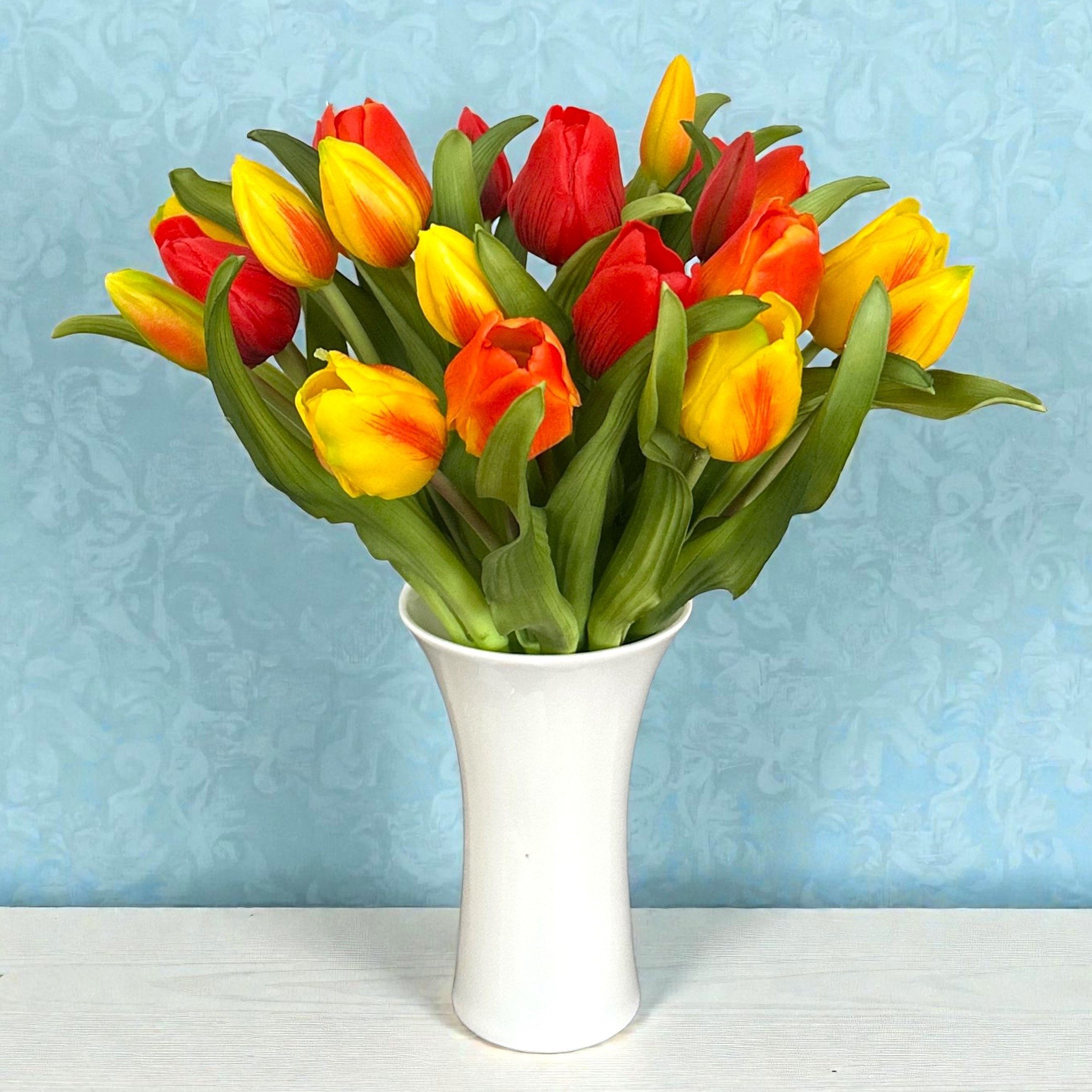 Kunsttulpe Künstlicher Tulpenstrauß 32cm. Blumenstrauß Frühling. Gelb-Rot, naninoa GmbH, Höhe 32.00 cm