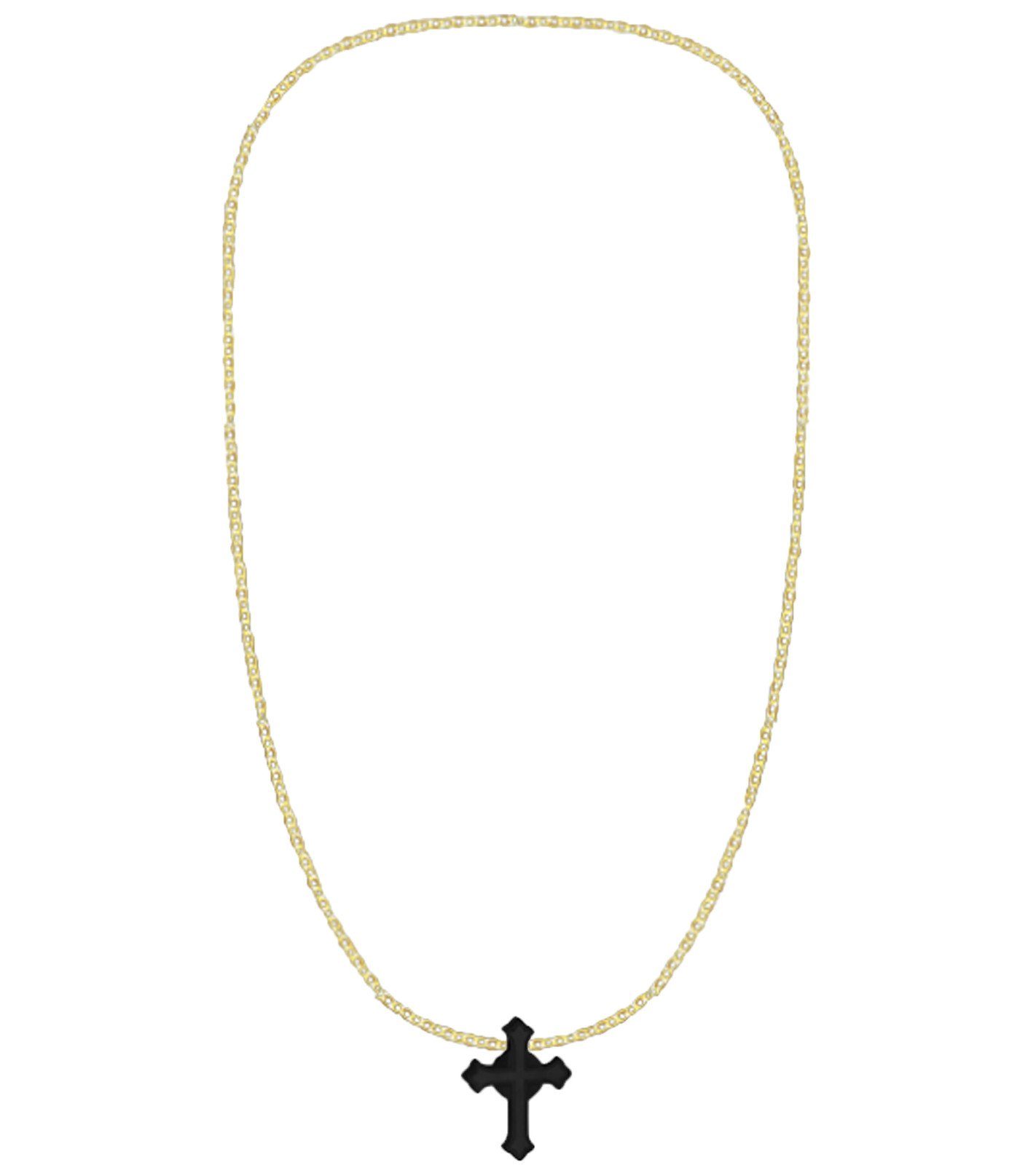 WOOD FELLAS Halsband WOOD FELLAS Mode-Schmuck schlichte Hals-Kette mit Anhänger Hals-Schmuck keltisches Kreuz Schwarz/Gold