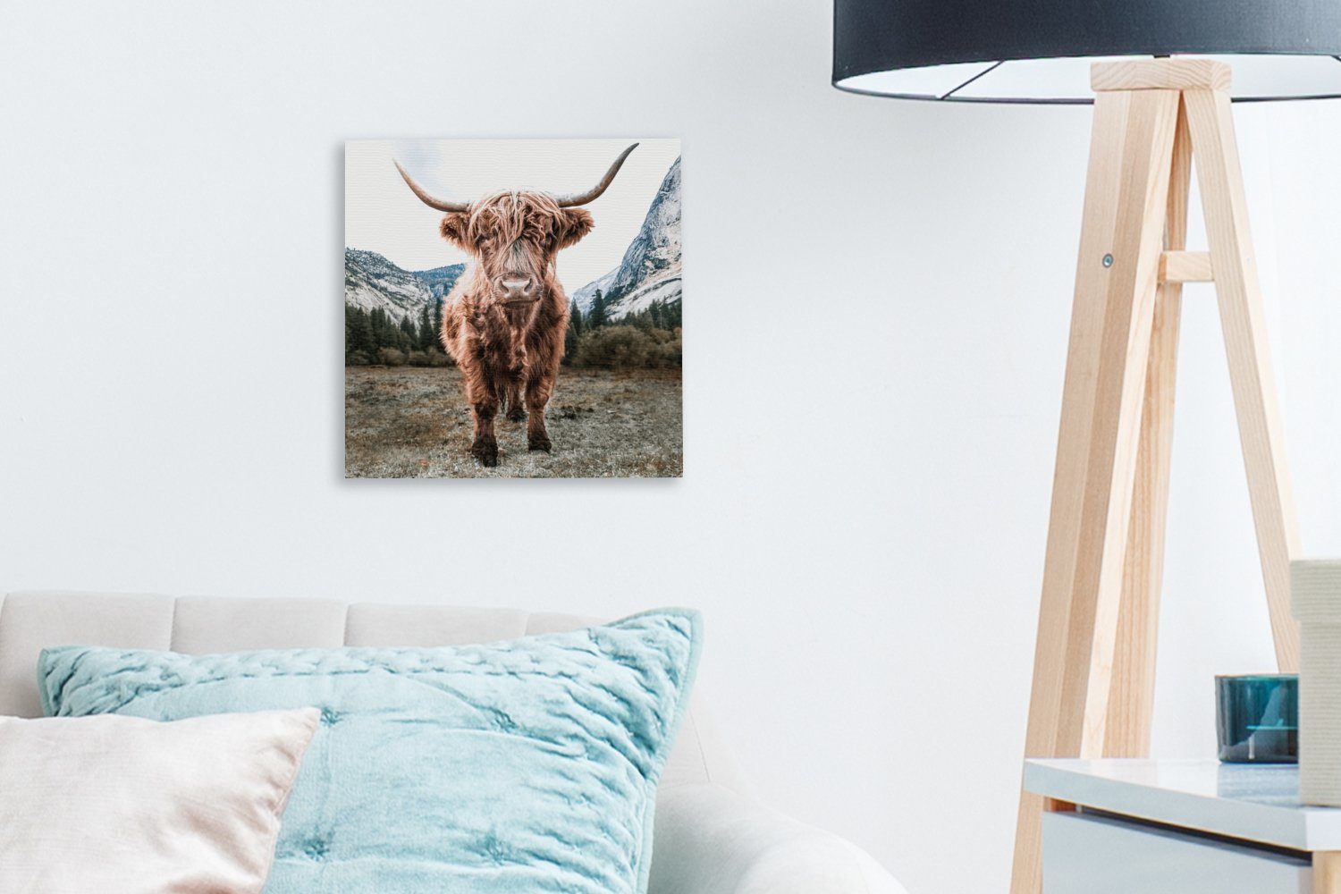 Highlander Bilder (1 St), Schlafzimmer Leinwand Leinwandbild - OneMillionCanvasses® Wohnzimmer Berg für - Schottischer Tiere,