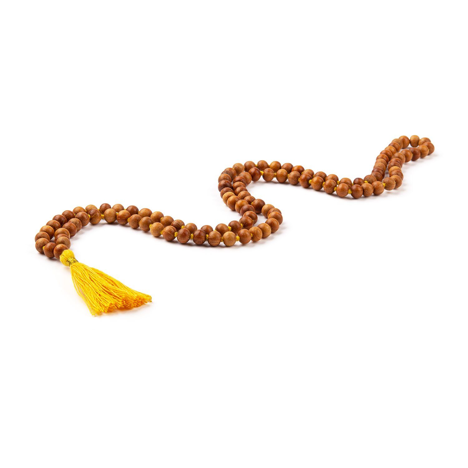 bodhi Perlenkette Mala Yoga Kette mit Sandelholz-Duft, farbige Quaste, 108 Perlen