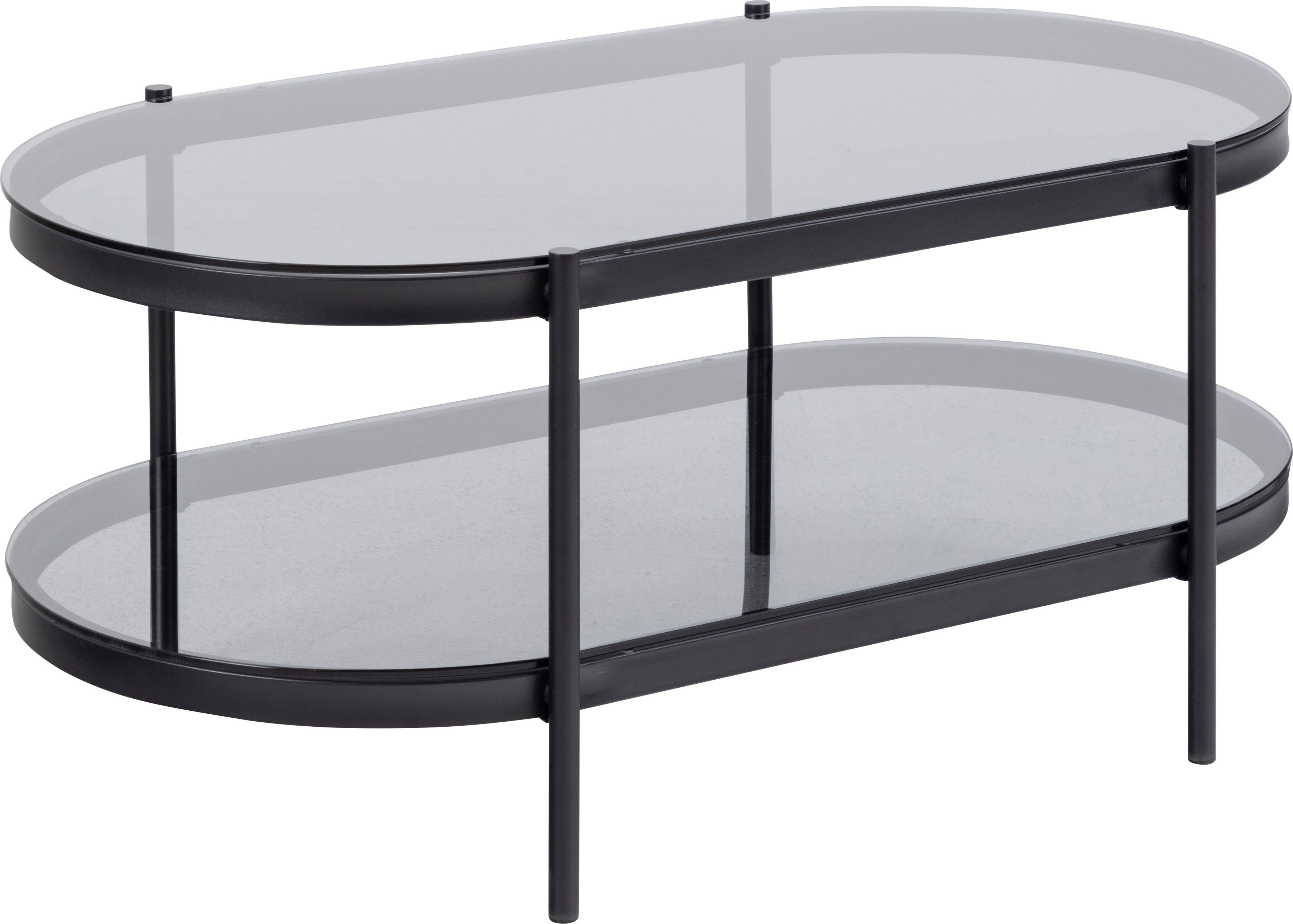 ACTONA GROUP Couchtisch (1-St), tischplatte aus gehärtetem Rauchglas.Oval,  1 Ablage, B: 95 cm