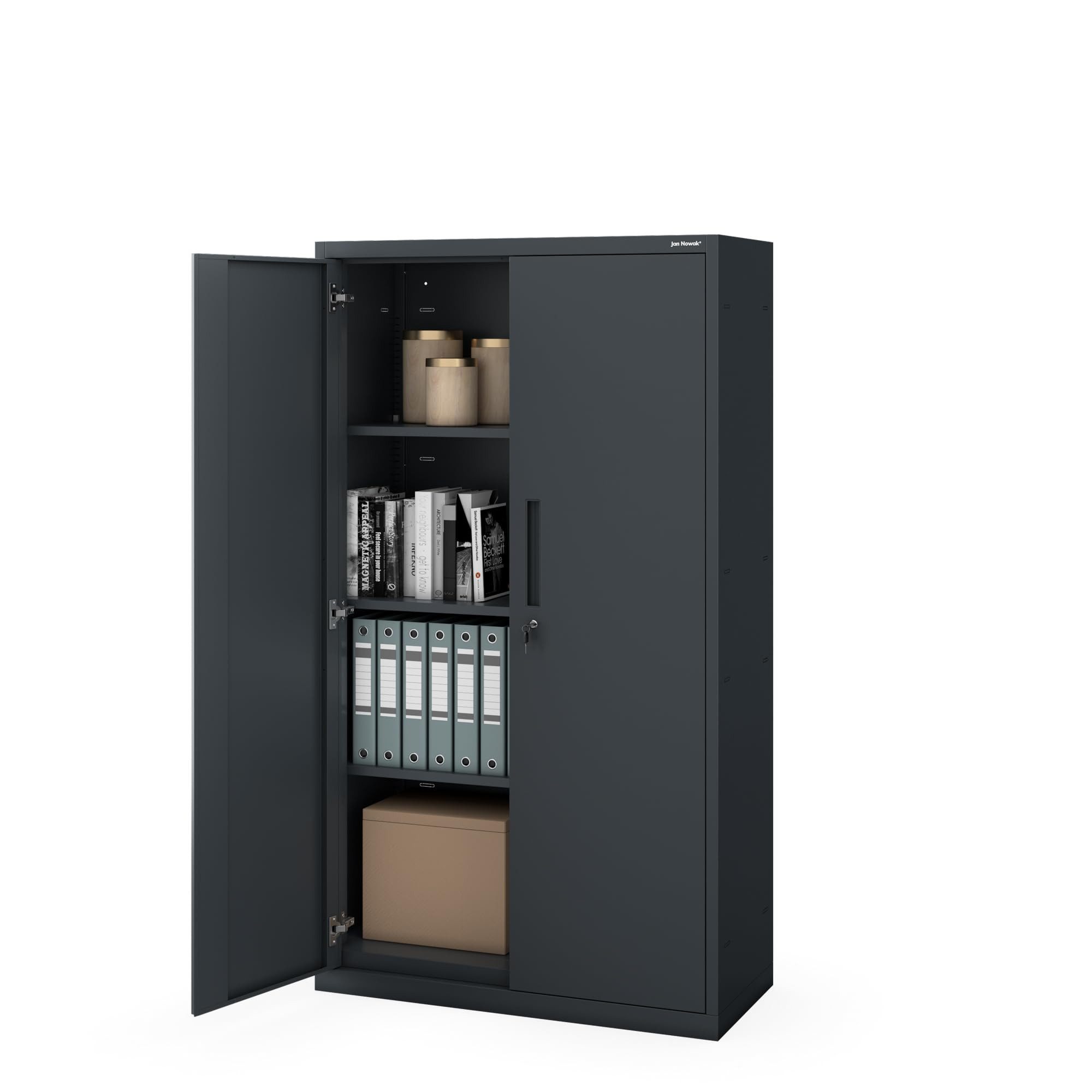 Jan Nowak Aktenschrank Metall Büroschrank 90 cm MEGAN 160 cm ohne Schublade Stahl (Stahl 0,6 mm 160 x 90 x 40 cm Wandmontage möglich PZH) Aktenschrank abschließbar Schloss 2 Schlüssel robust 4 Farben