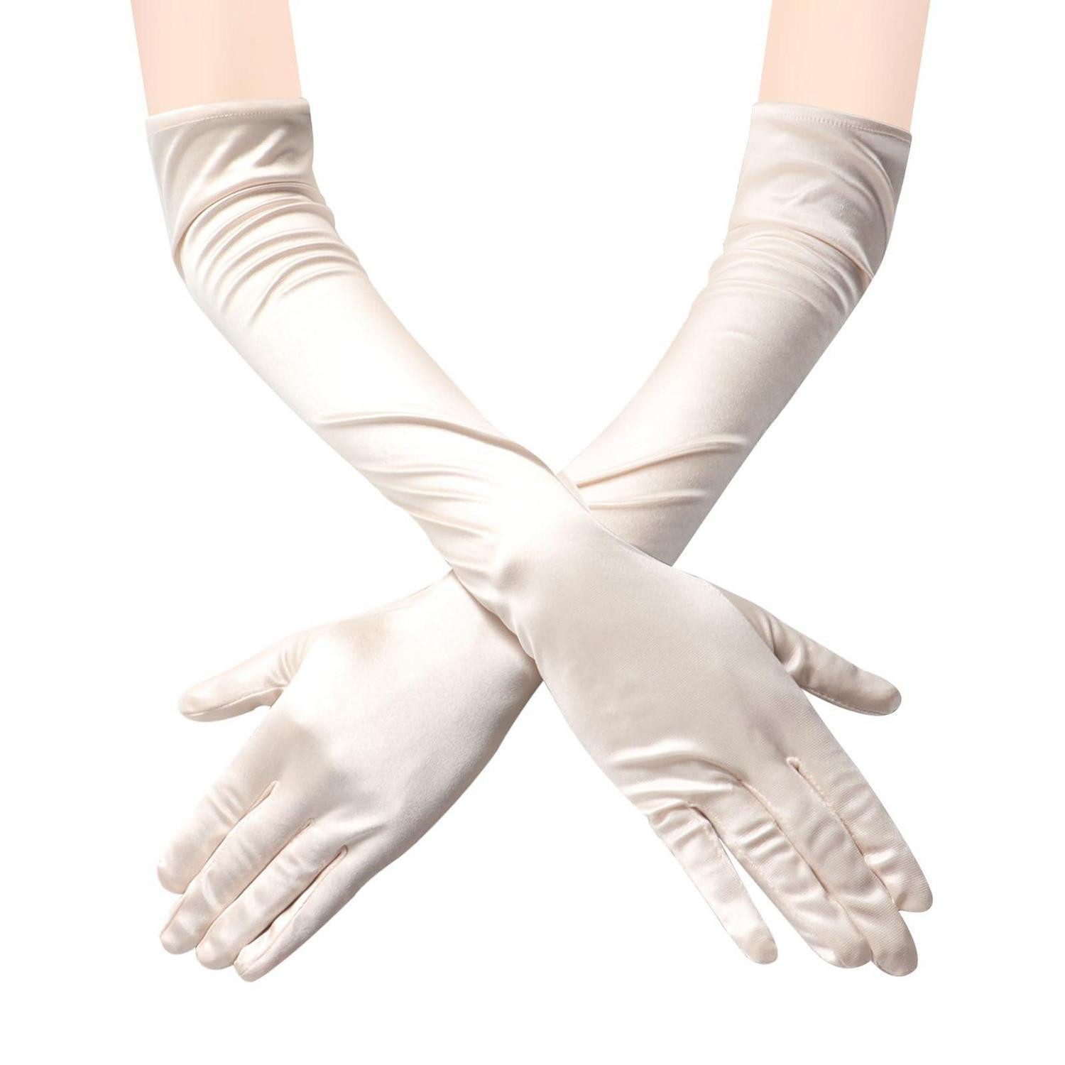 LuxusKollektion Abendhandschuhe Handschuhe Lang Satin Champagnergold (1-St)