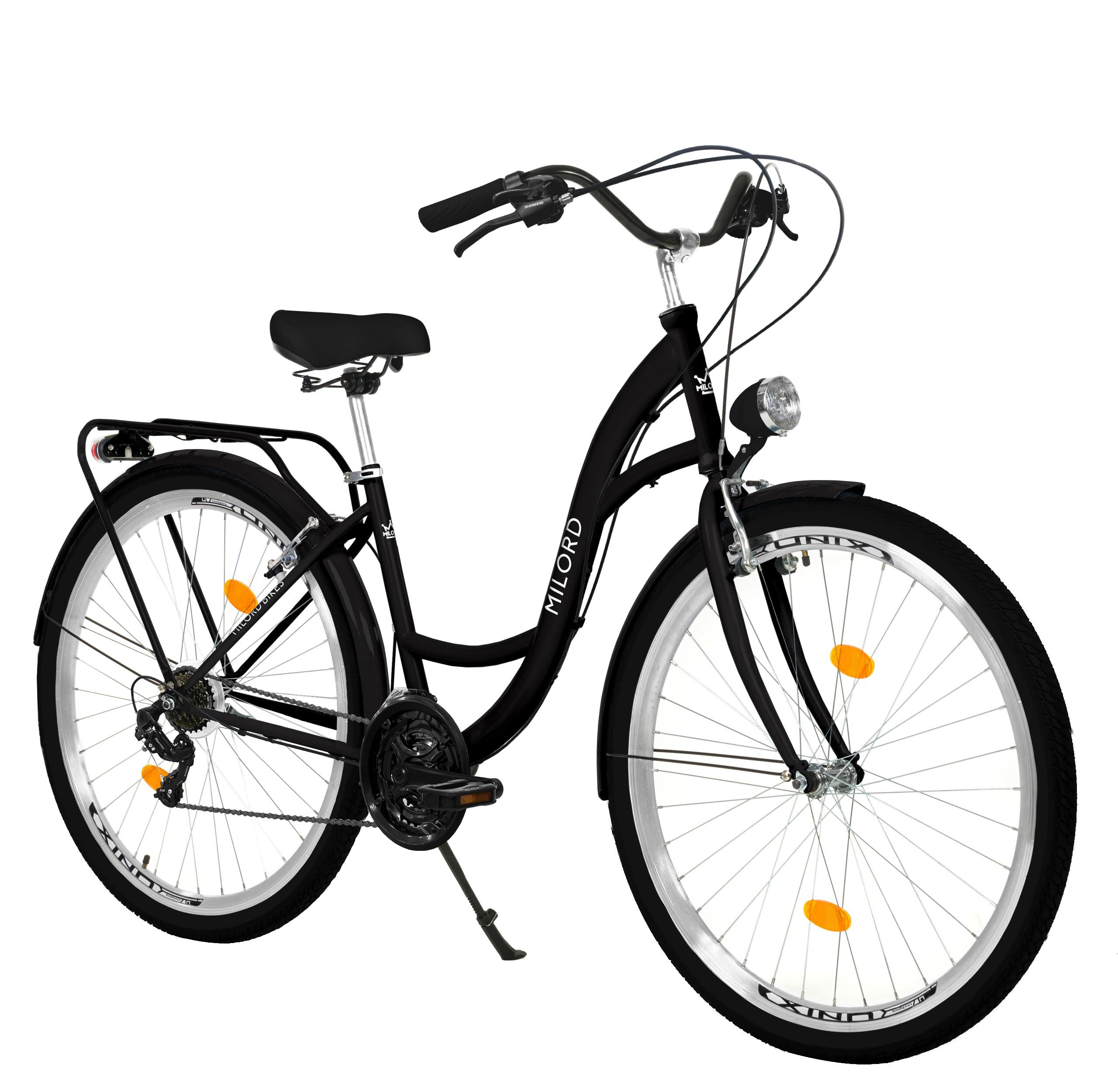 Milord Cityrad Damenfahrrad Citybike Komfort Fahrrad, 26/28 Zoll, 21-Gang, 21 Gang, (Fahrradständer, Gepäckträger, Klingel, Korb, Kotflügel)