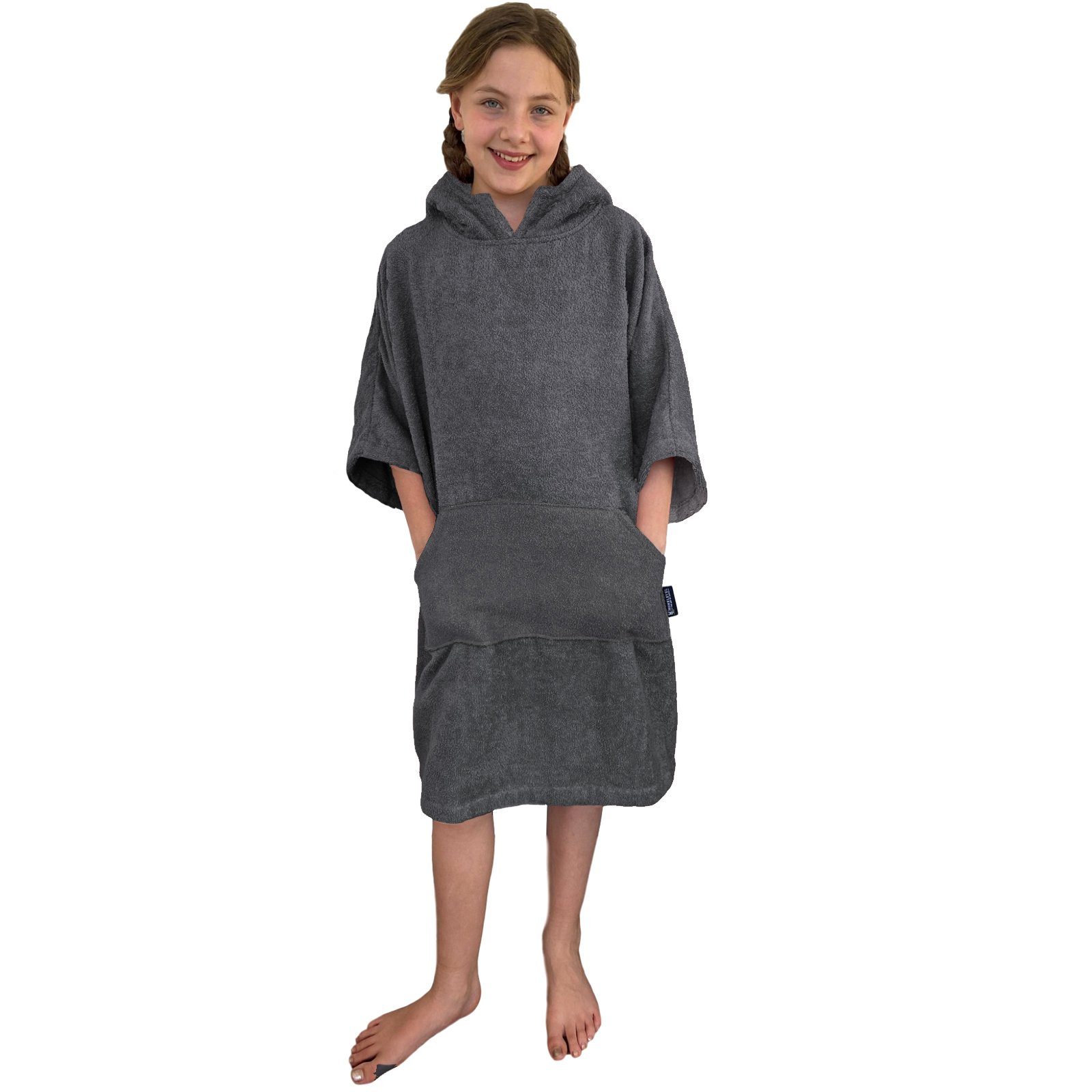 HOMELEVEL Bademantel Kinder Badeponcho aus 100% Baumwolle mit Kapuze, Baumwolle