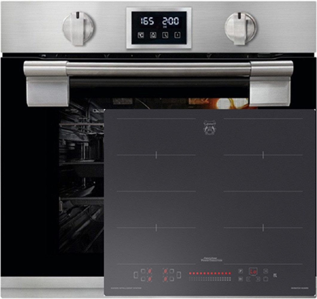 Kaiser Küchengeräte Backofen-Set Herd Set Autark Einbau Backofen, Bratautomatik,massives Metall, 79L, SOFTCLOSE-System 11 Fkt., 60 cm+ Induktions Kochfeld Autark Herd Power Booster 60 cm Anti Scratch/ matt EH 6337+KCT 6110 FI, mit 1-fach-Teleskopauszug