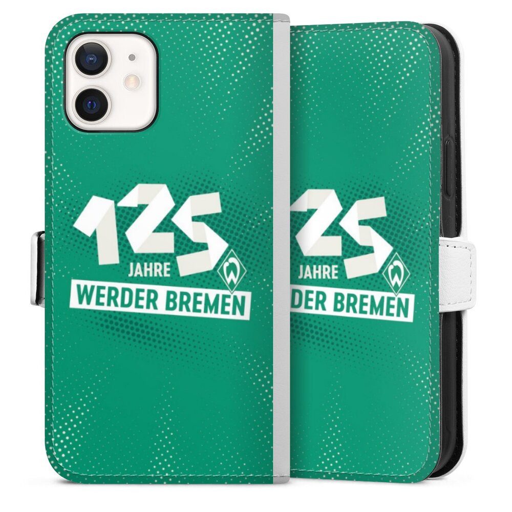 DeinDesign Handyhülle 125 Jahre Werder Bremen Offizielles Lizenzprodukt, Apple iPhone 12 Hülle Handy Flip Case Wallet Cover Handytasche Leder