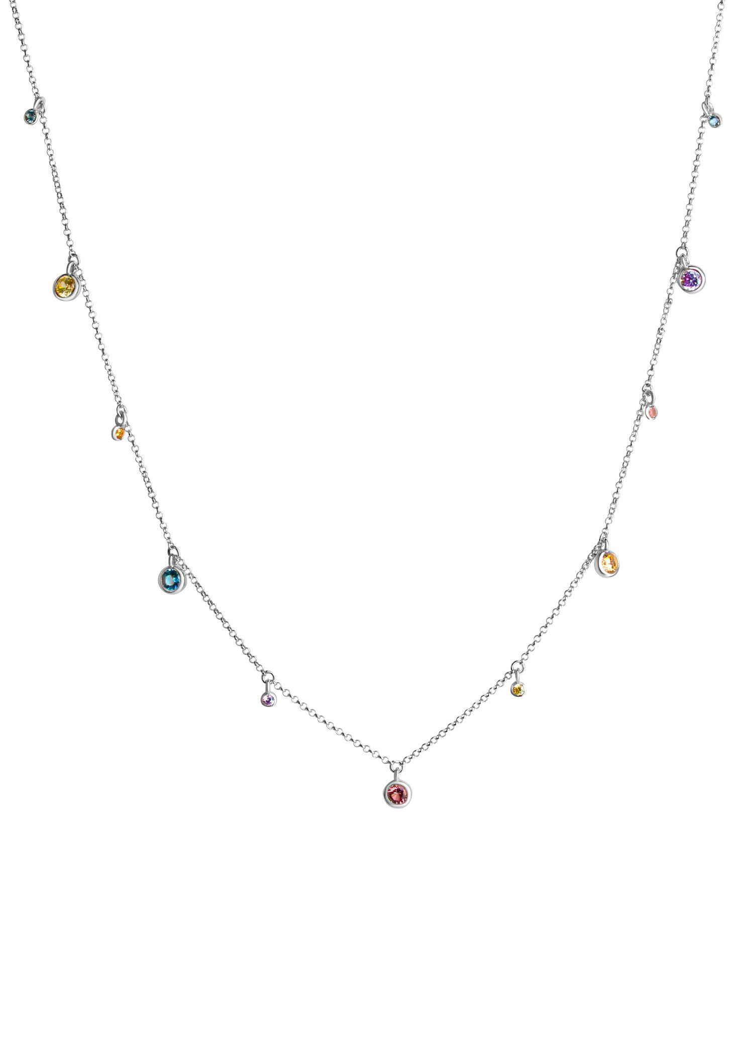 Firetti Kette mit Anhänger Schmuck Geschenk Silber 925 Halsschmuck Halskette  Regenbogen, zu Kleid, Shirt, Jeans, Sneaker! Anlass Geburtstag Weihnachten,  Besetzt mit bunten Zirkonia