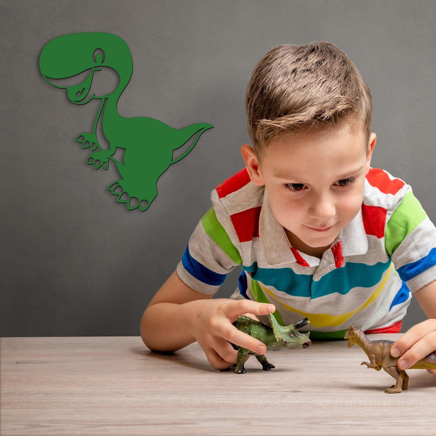 Namofactur LED Dekolicht Dino - Schlaflicht mit Dinosaurier Motiv für Kleinkinder - Wand Lampe, Ohne Zugschalter/Stern, LED fest integriert, warmweiß, Wanddekoobjekt Kinderzimmer Leuchte batteriebetrieben