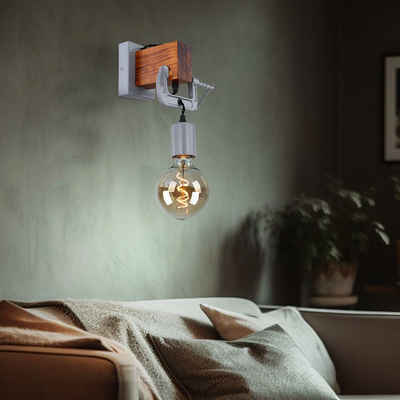 Globo Wandleuchte, Leuchtmittel nicht inklusive, Wandlampe Holz rustikal Schlafzimmer Wandlampe Wandleuchte
