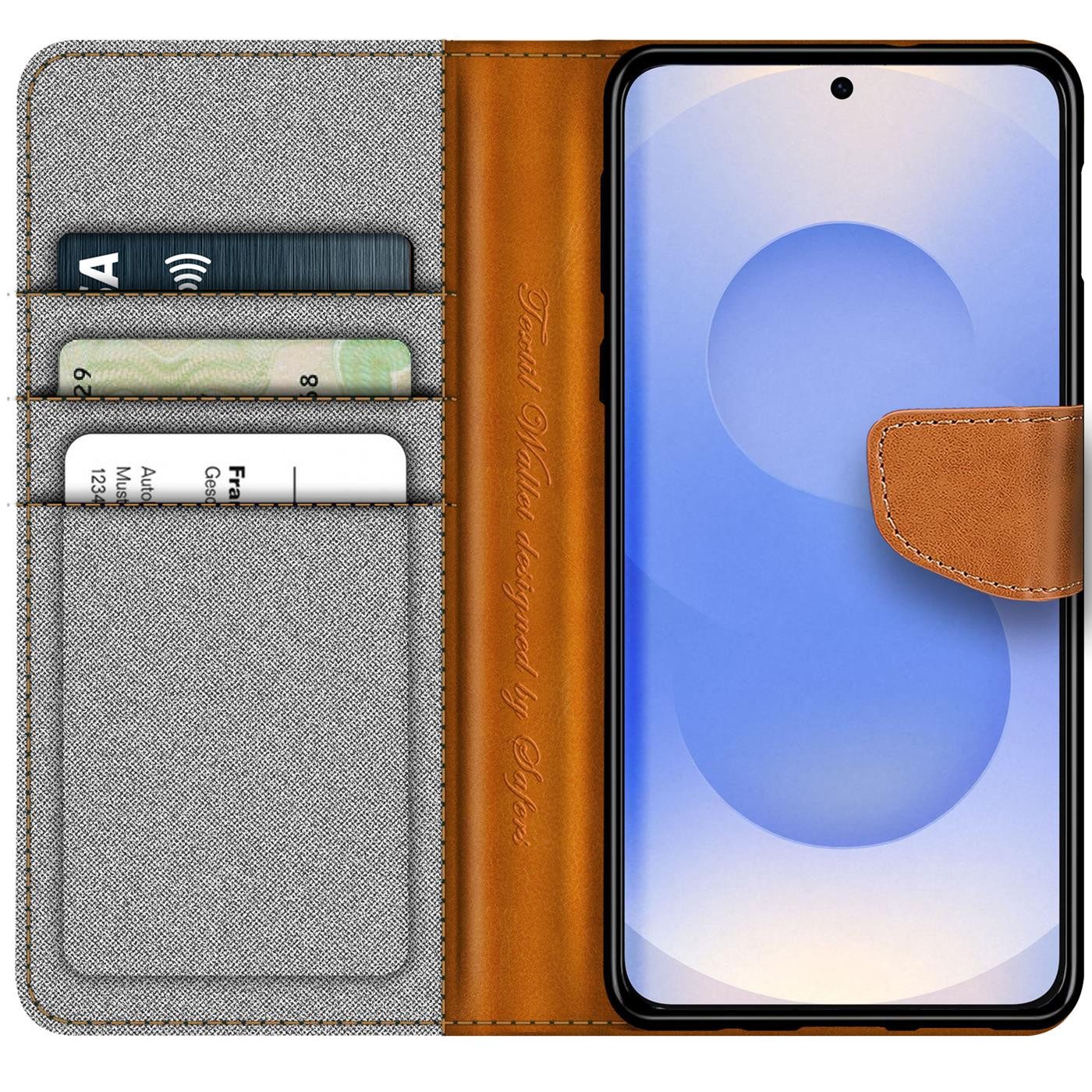 CoolGadget Handyhülle Denim Schutzhülle Flip Case für Samsung Galaxy S25 6,2 Zoll, Book Cover Handy Tasche Jeans Hülle für Samsung S25 Klapphülle