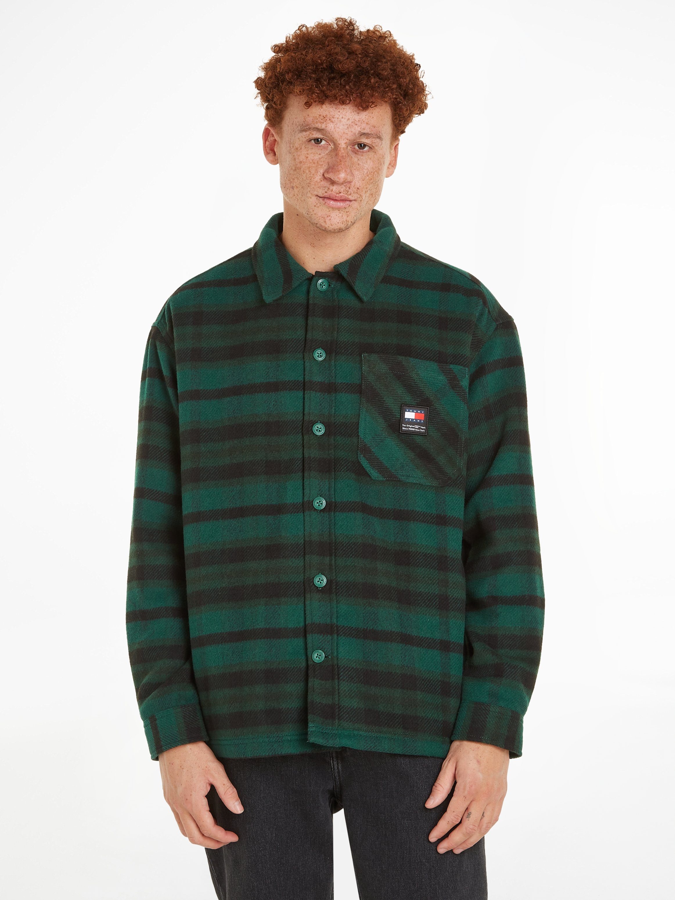 Tommy Jeans Fleecehemd TJM FLEECE LINED CHECK SHIRT EXT mit Streifenmuster