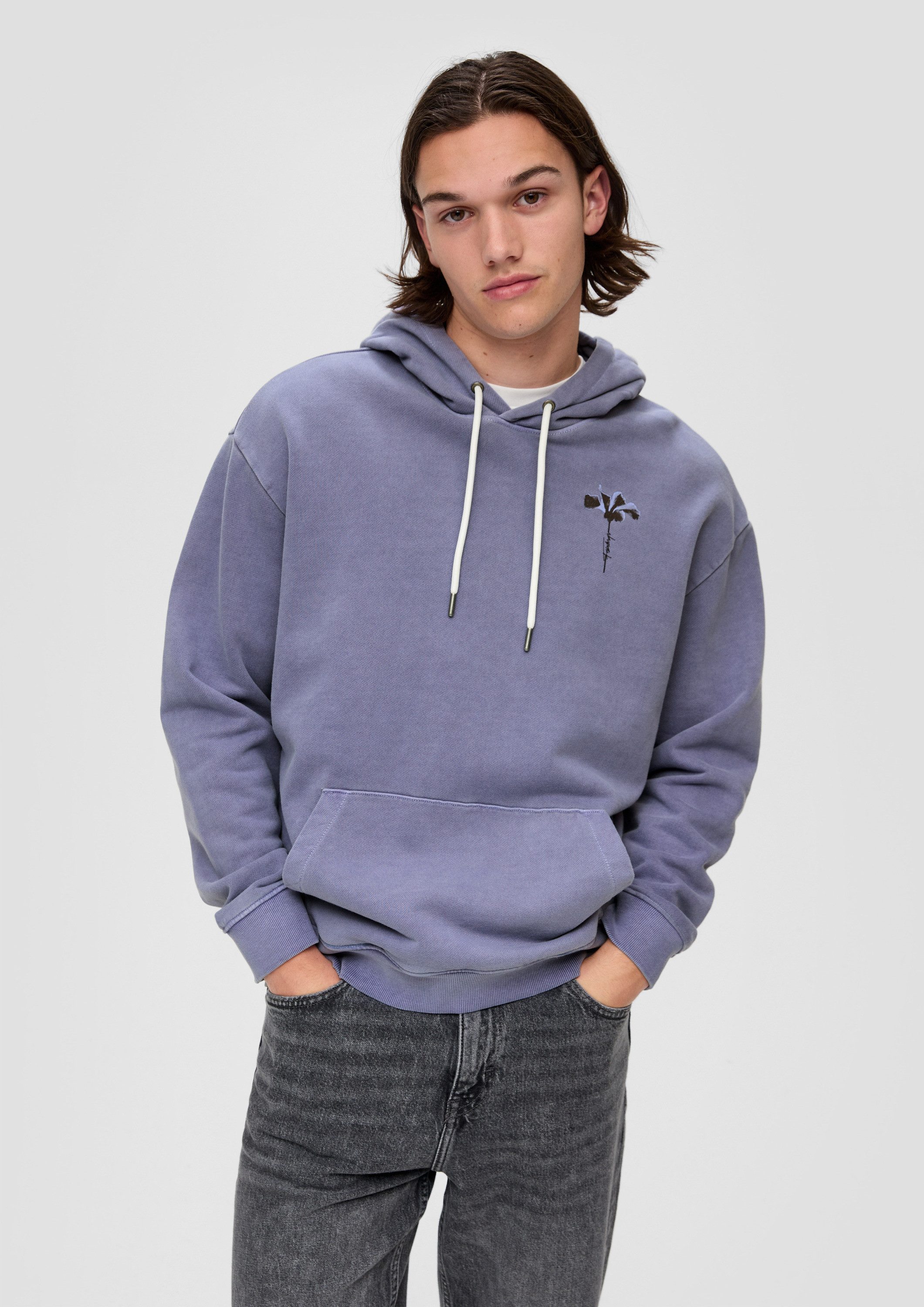 QS Sweatshirt Sweatshirt Hoodie mit Front- und Rückenprint