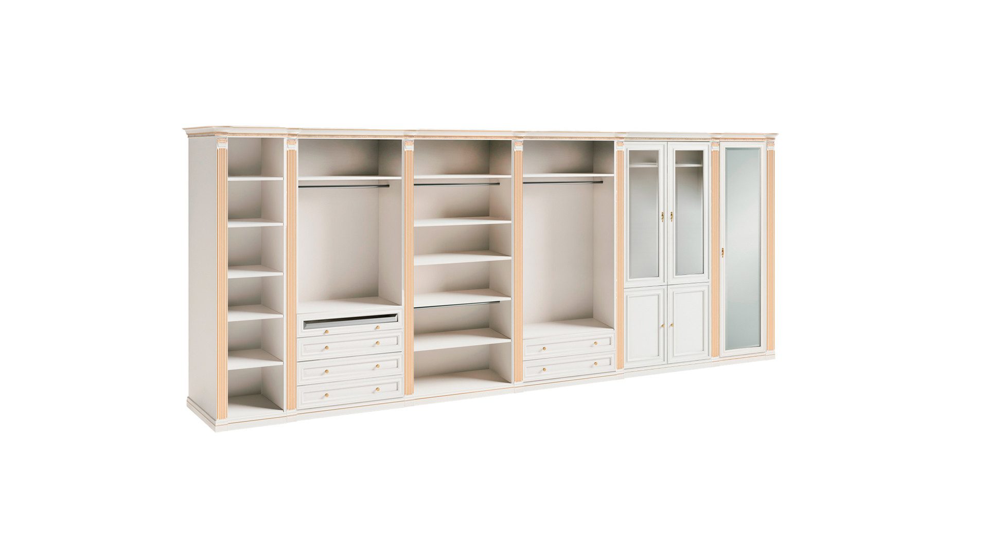 JVmoebel Kleiderschrank Begehbarer Kleiderschrank aus Massivholz und Glas in L-Form (Kleiderschrank) Made in Europa