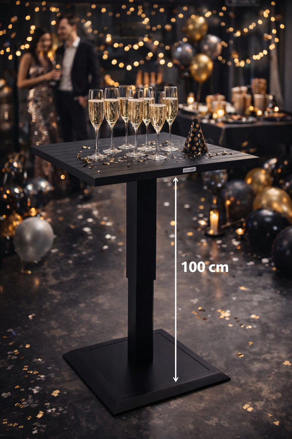 DEGAMO Stehtisch Lifttisch LAVAL, 75x75cm, Alu anthrazit, höhenverstellbar von 70 auf 100cm