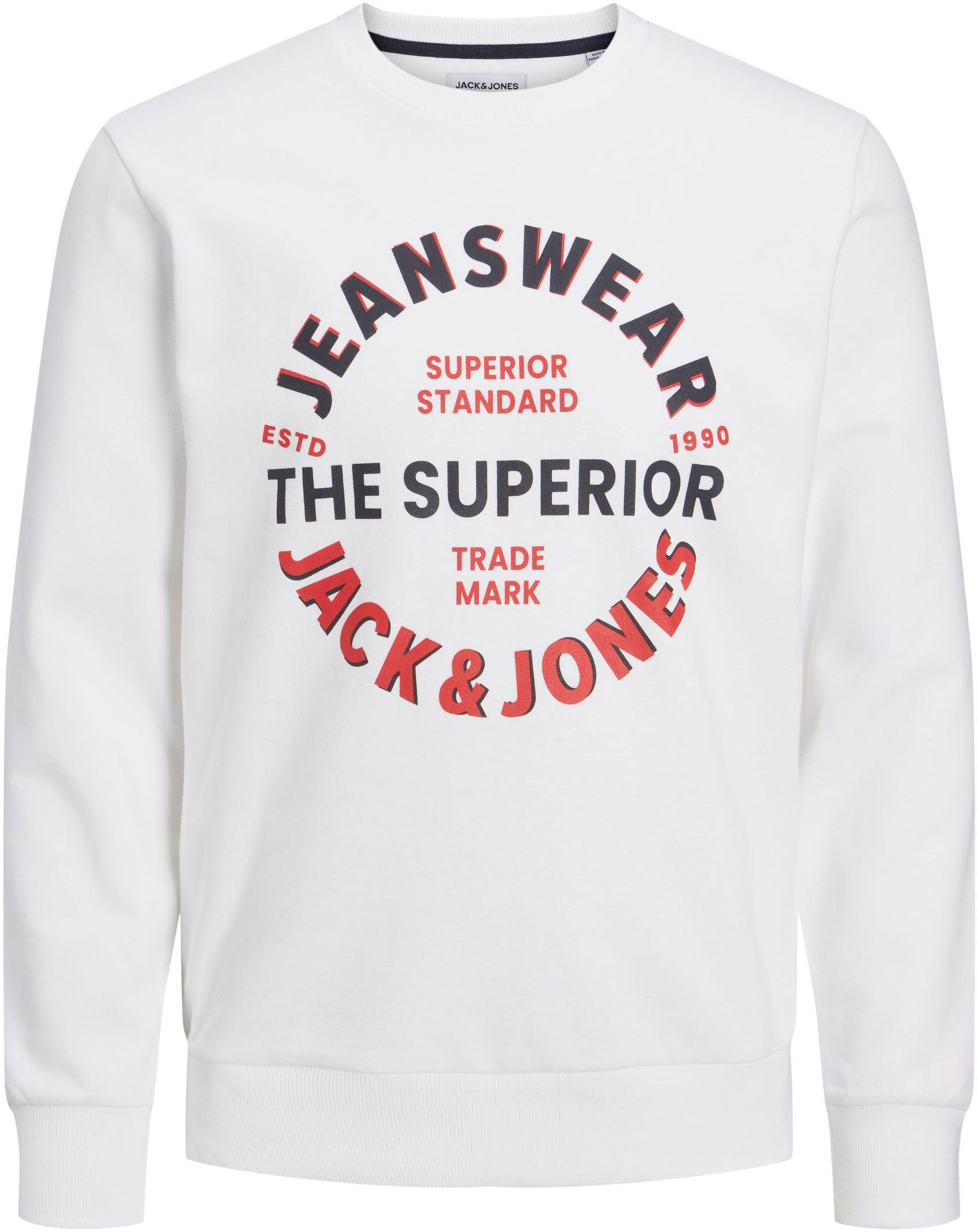 & Jack NECK Jones Sweatshirt JJ SWEAT CREW JJANDY white