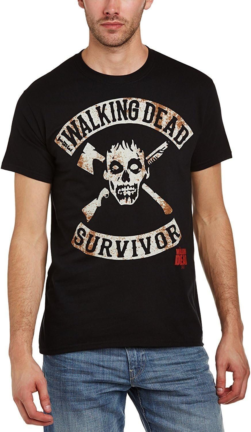Walking Black T-Shirt Survivoir Wakling XL The The Print-Shirt Dead Staffel Walking S Dead Dead The
