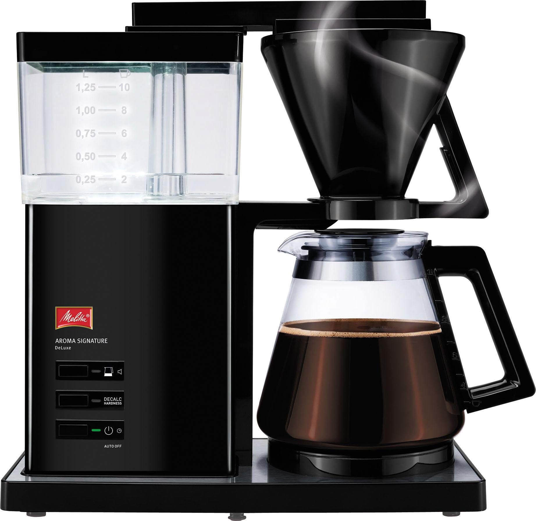 Melitta Filterkaffeemaschine Aroma Signature Deluxe "Black" 100703, 1,2l Kaffeekanne, Papierfilter 1x4