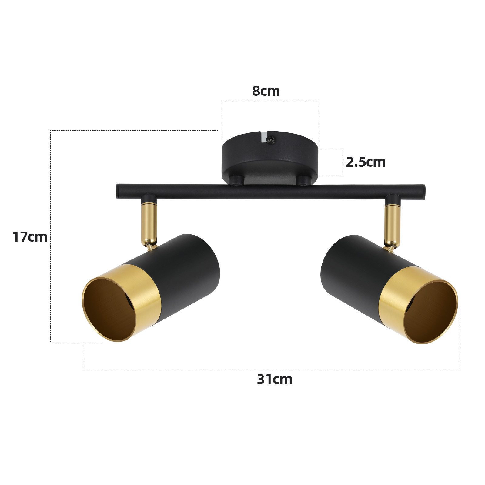 ZMH Deckenstrahler 2/3/4 Flammig-GU10 Schwarz-Gold Modern Deckenlampe für W günstig online kaufen