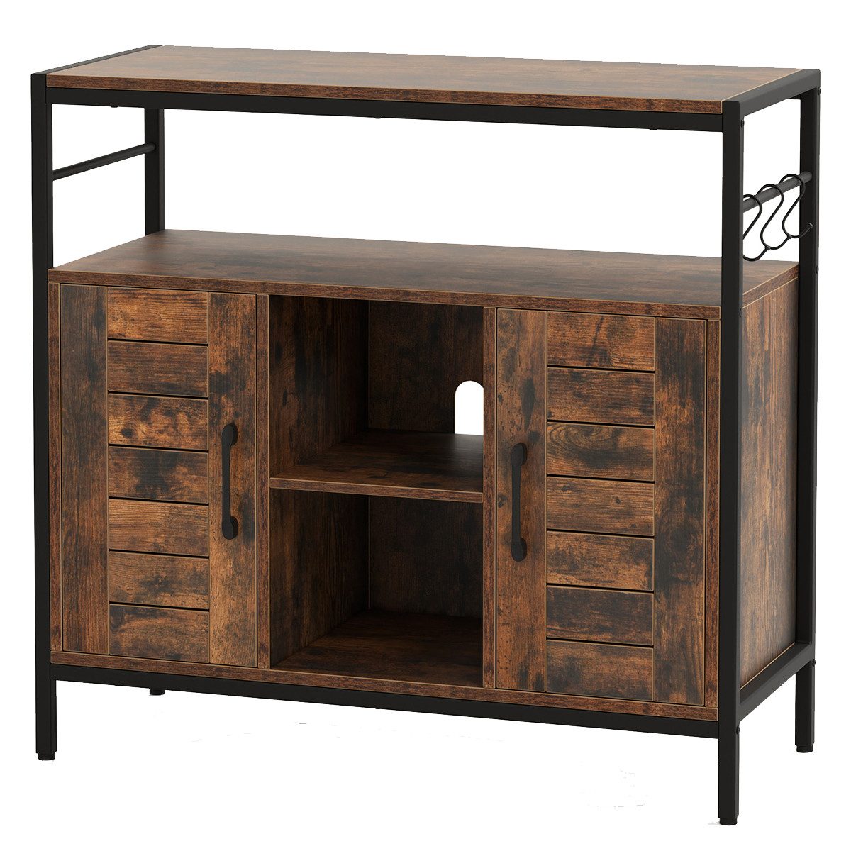 COSTWAY Küchenbuffet Sideboard Holz, mit verstellbarem günstig online kaufen