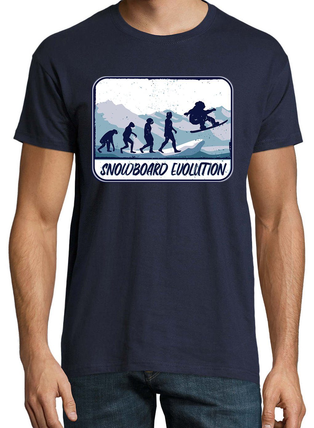 Evolution T-Shirt Frontprint mit Designz Navyblau Herren Youth Shirt trendigem Snowboard