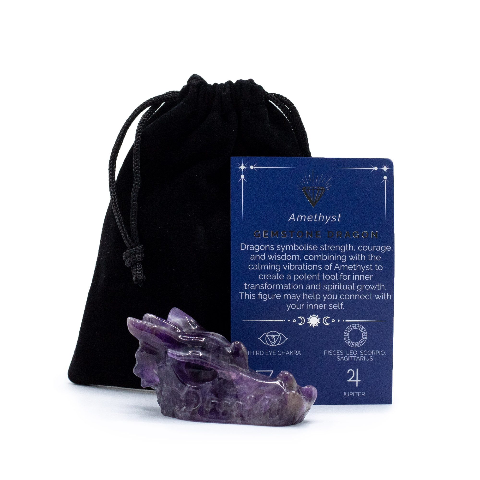 Bali-Homedecor Stein Großer Edelstein Drachenkopf- Amethyst 60x30x35mm