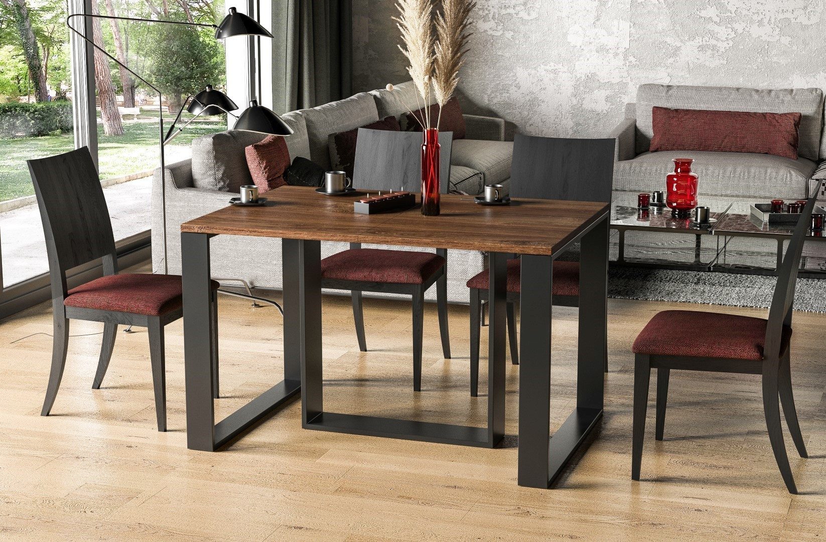 Endo-Moebel Kulissen-Esstisch "Borys 290" 130cm-290cm Kufengestell Metall K günstig online kaufen